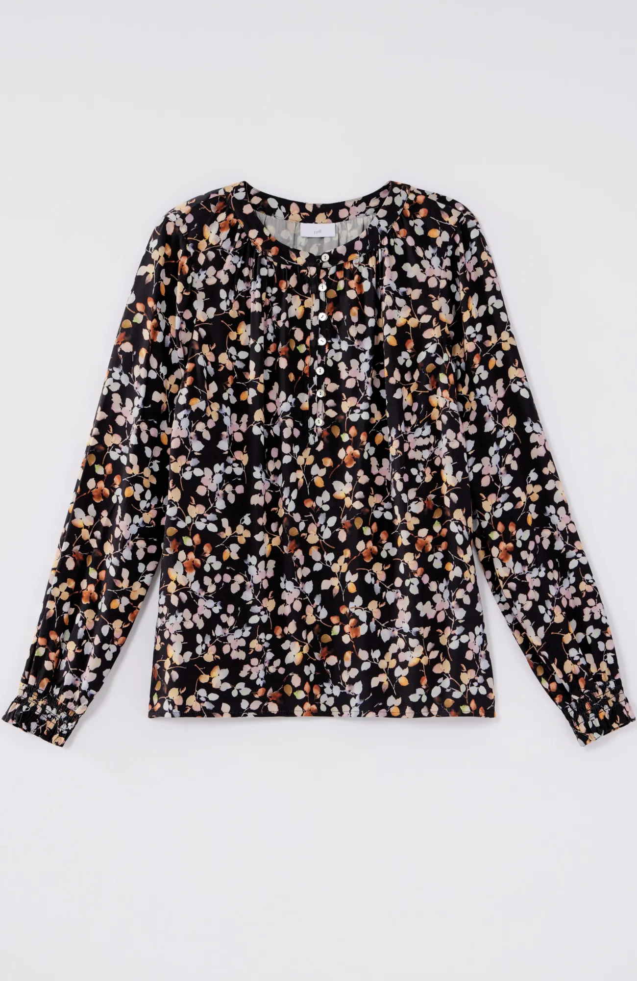 J.Jill Artistic Leaves Printed Satin Top Black Artistic Leaves Discount