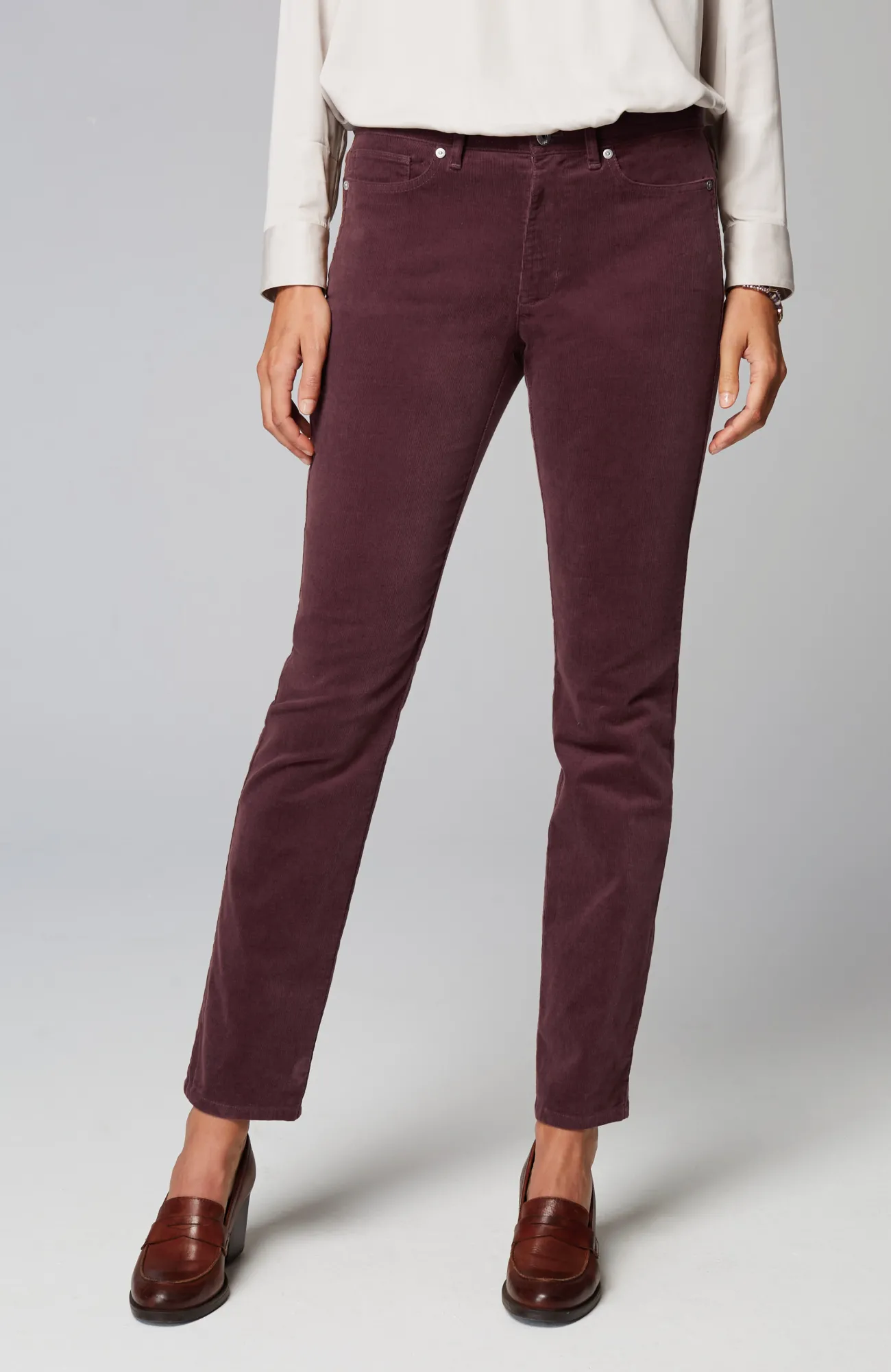 J.Jill Authentic Fit Slim-Leg Corduroy Pants Spiced Wine Best Sale