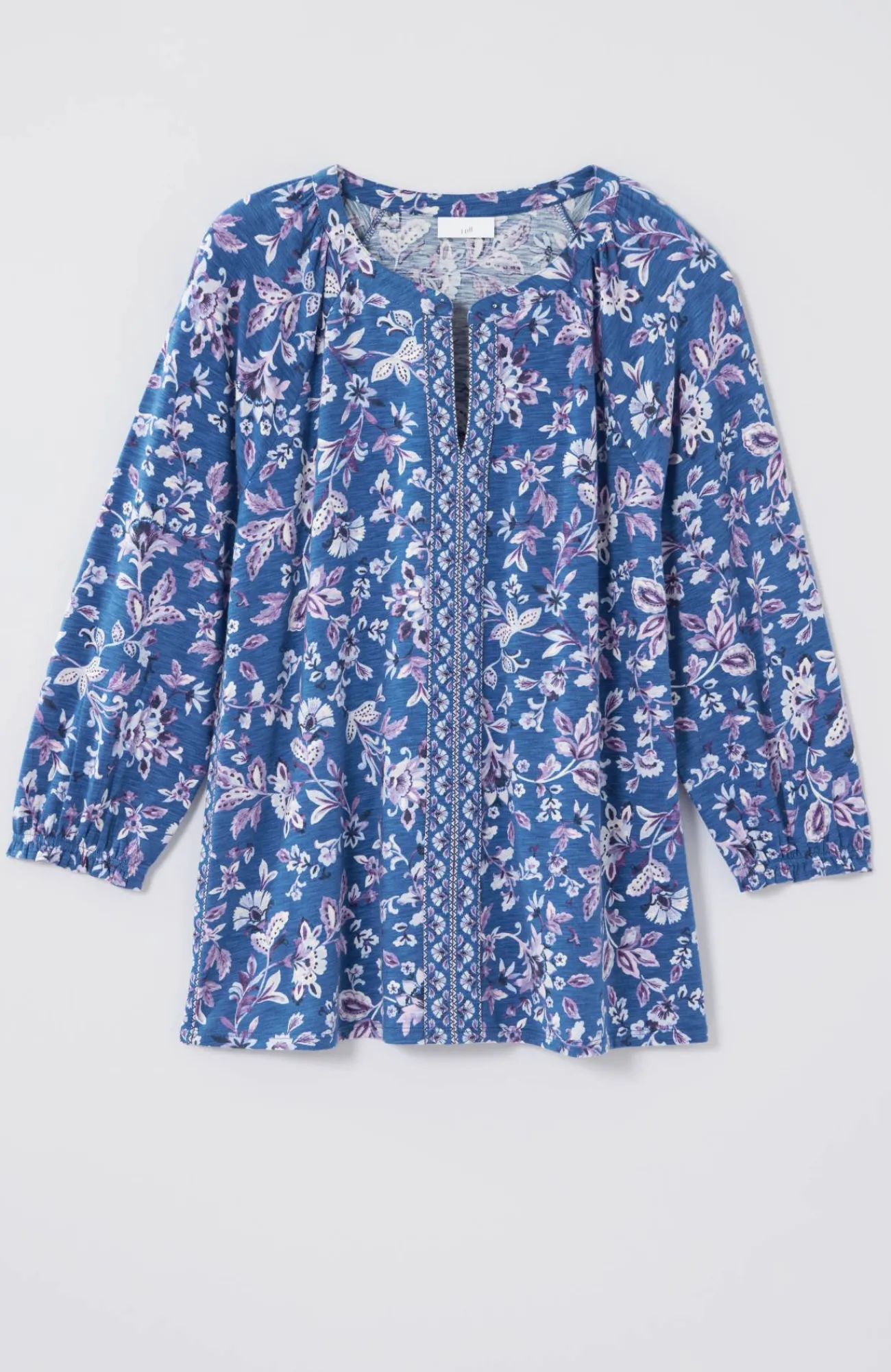 J.Jill Border-Printed Floral Top Amalfi Coast Midnight Garden Outlet
