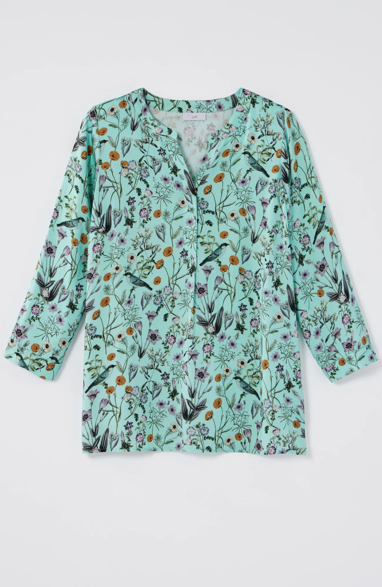 J.Jill Botanical Birds Printed Satin Top Celadon Botanical Garden Best Sale
