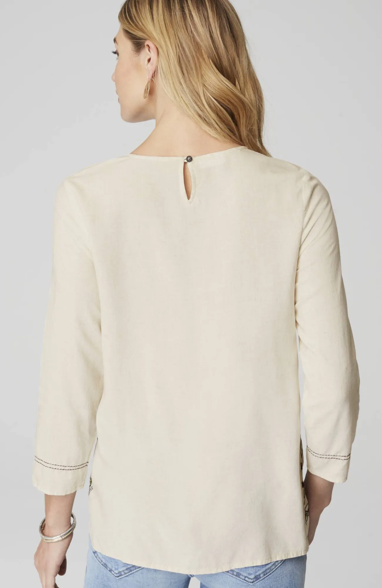 J.Jill Botanical Gardens Embroidered Top Soft Flax Multi Outlet
