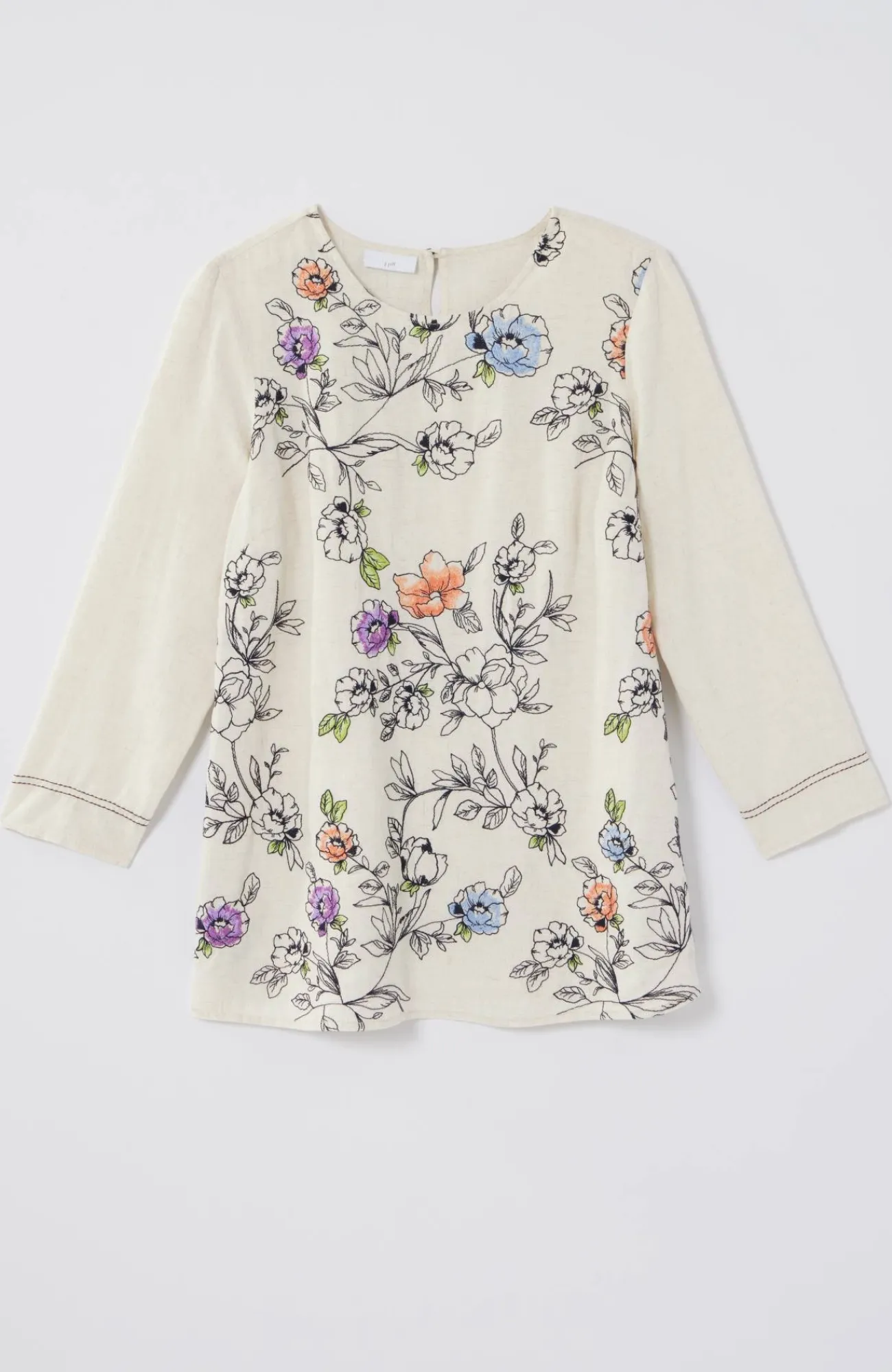 J.Jill Botanical Gardens Embroidered Top Soft Flax Multi Outlet