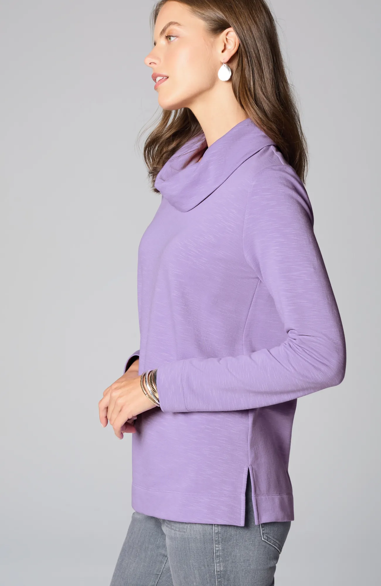 J.Jill Brushed-Fleece Cowl-Neck Knit Top New