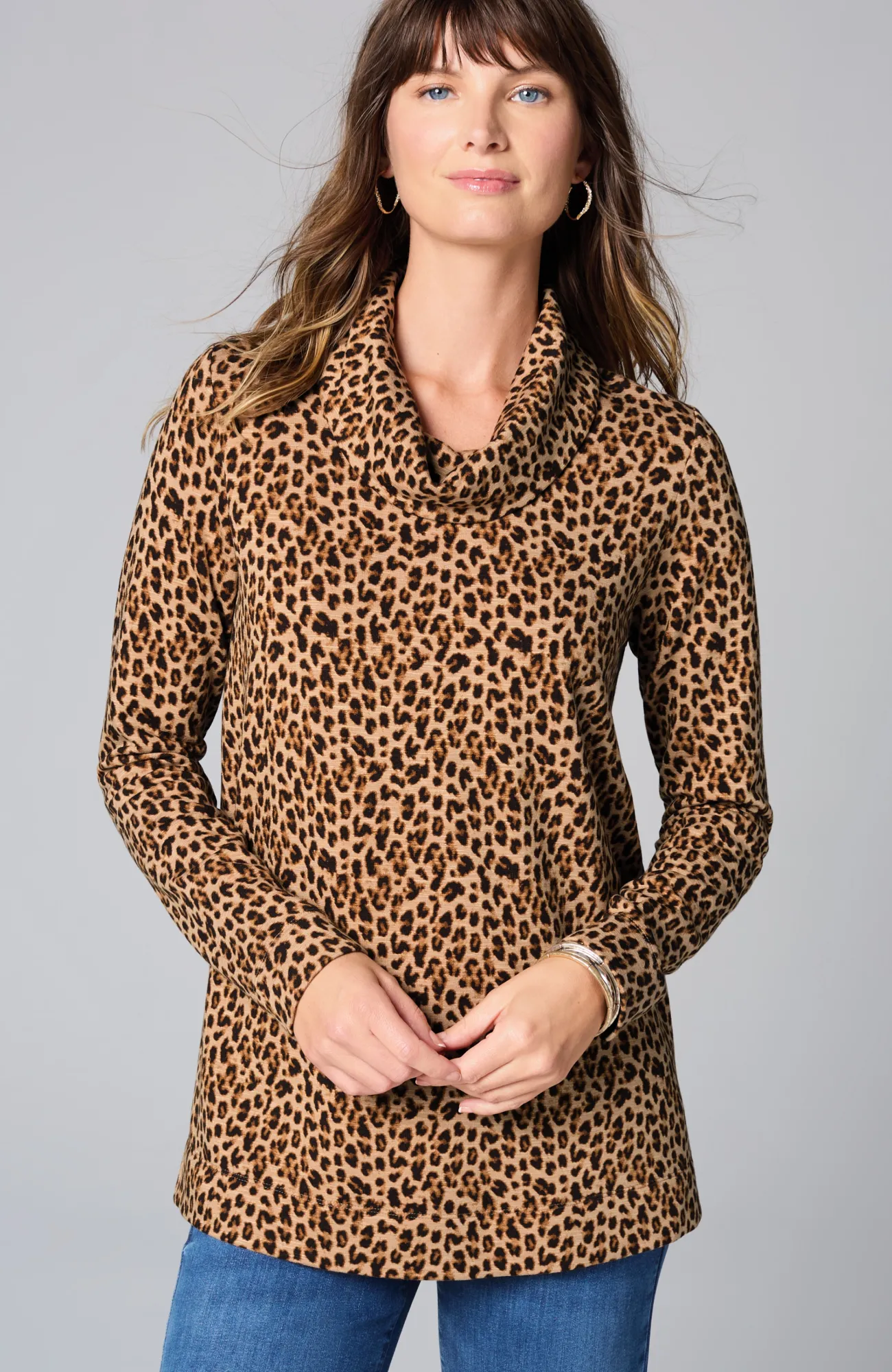 J.Jill Brushed-Fleece Cowl-Neck Knit Top New