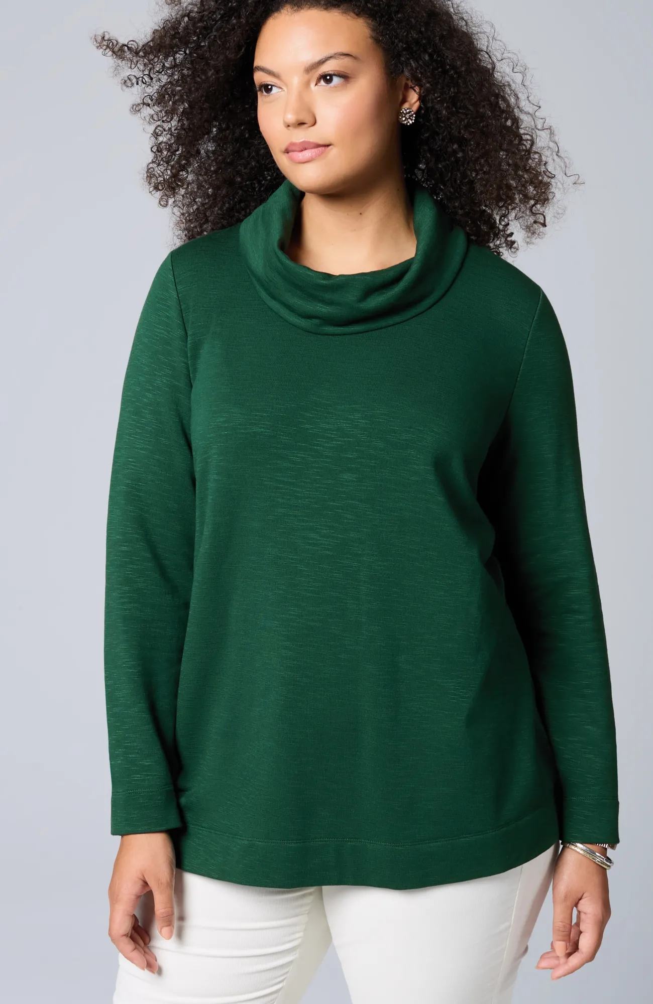 J.Jill Brushed-Fleece Cowl-Neck Knit Top New
