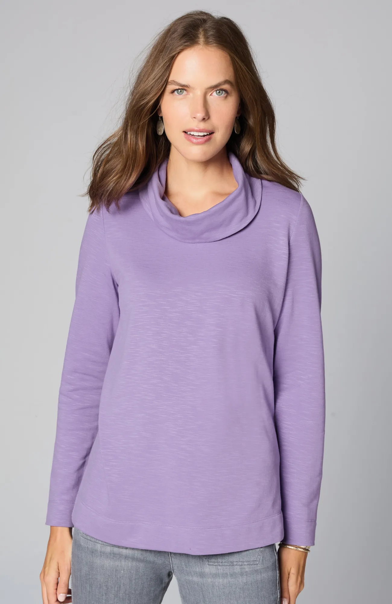 J.Jill Brushed-Fleece Cowl-Neck Knit Top New