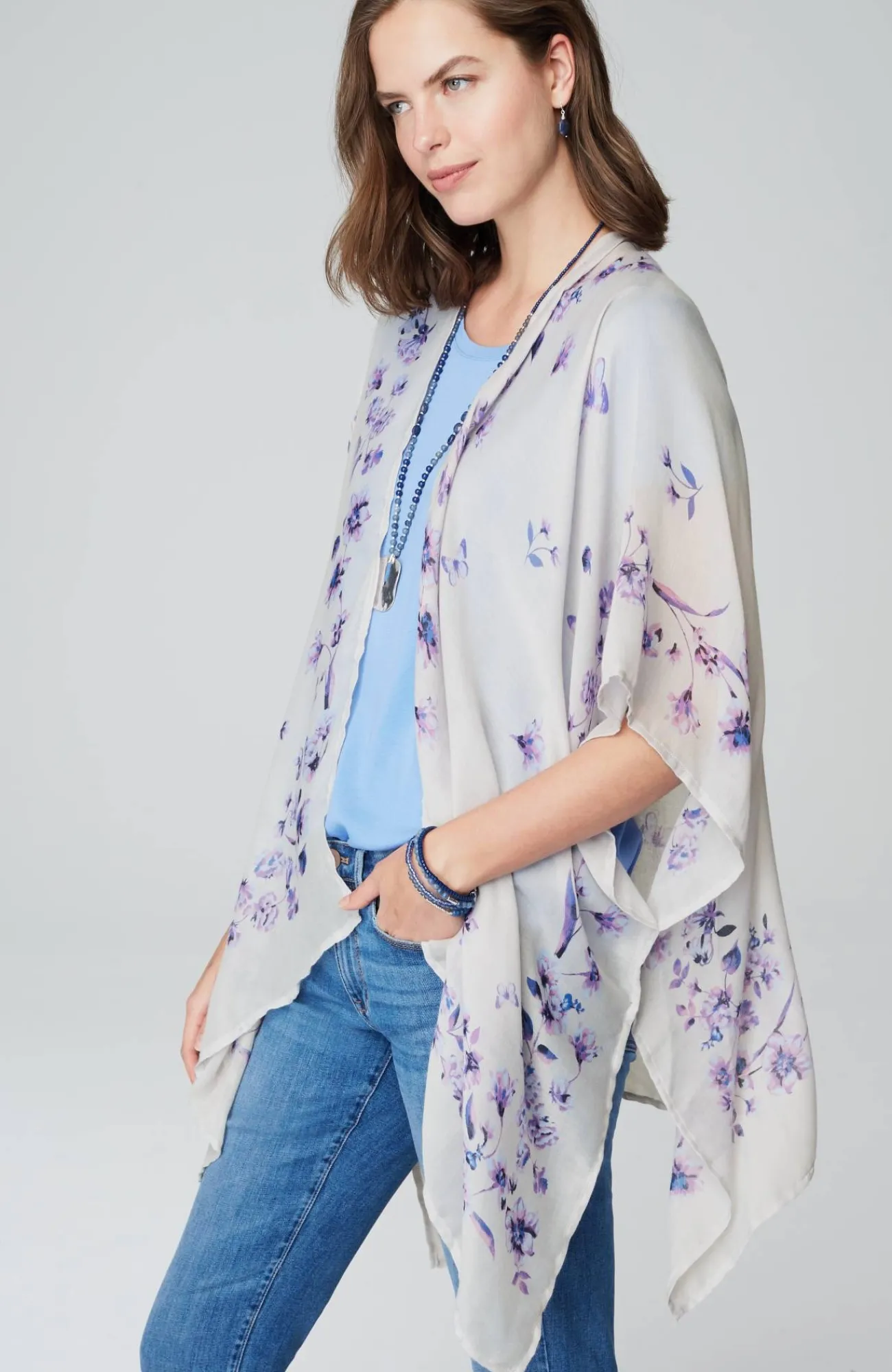 J.Jill Butterfly-Printed Ruana Dark Zinc Multi Cheap