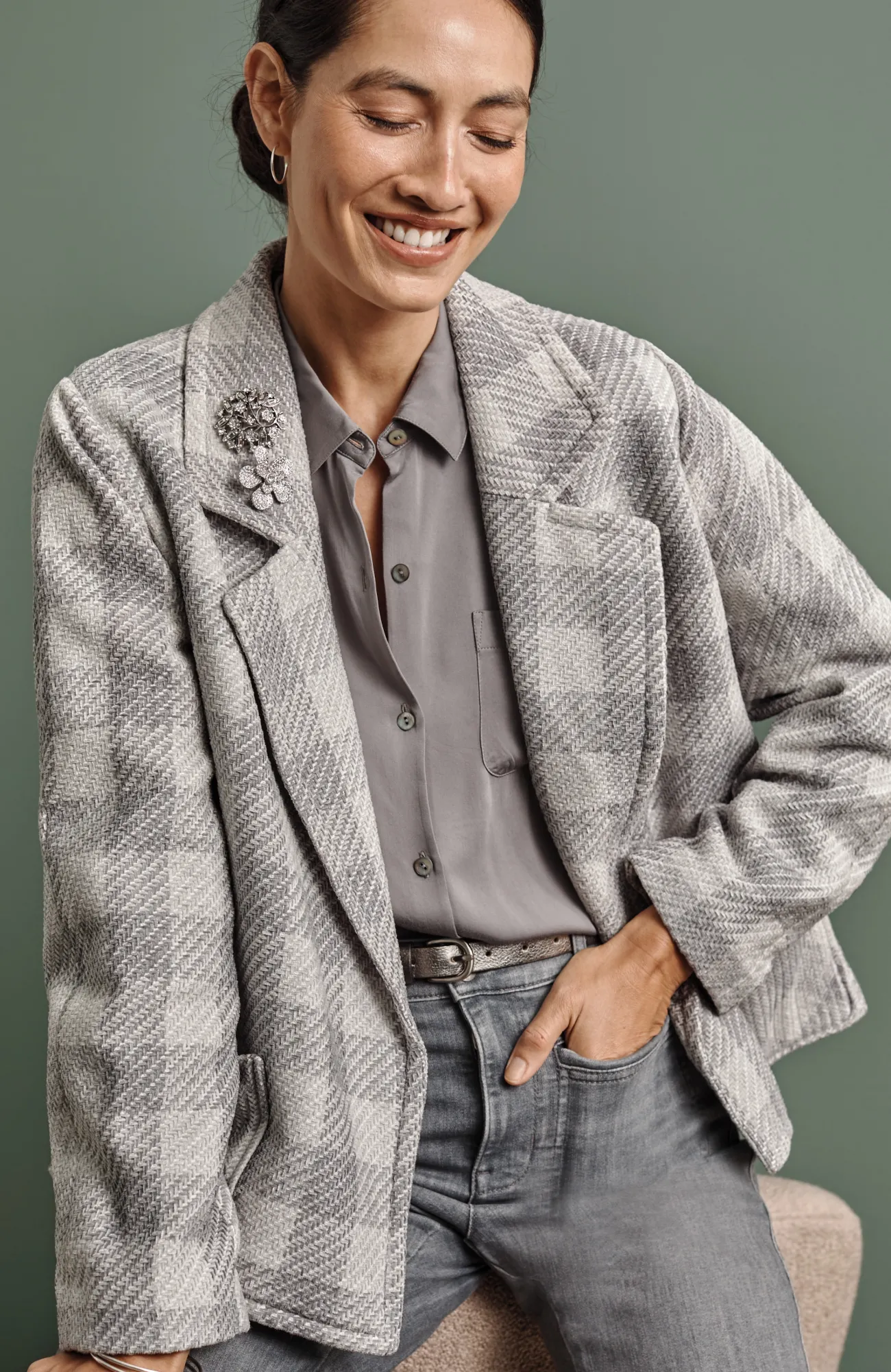 J.Jill Chenille A-Line Jacket Grey/light Grey Best Sale