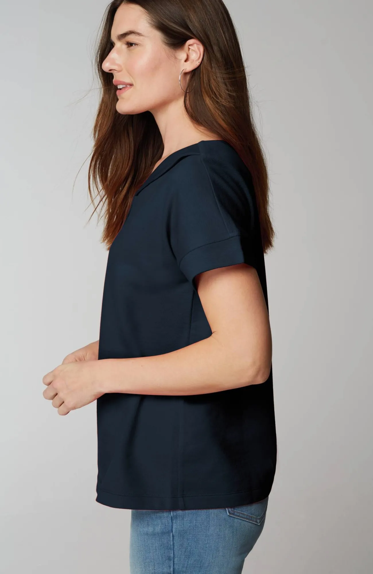 J.Jill Collared Short-Sleeve Sweatshirt Discount