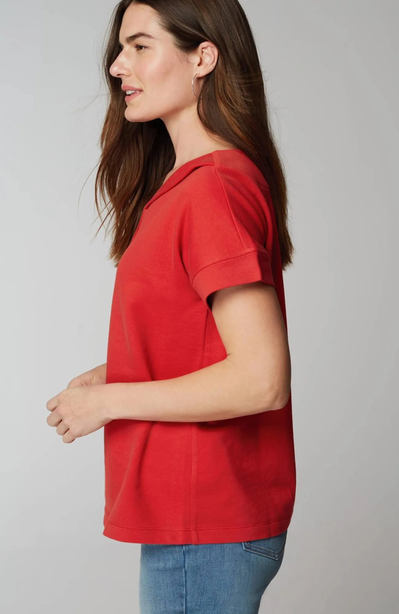 J.Jill Collared Short-Sleeve Sweatshirt Discount