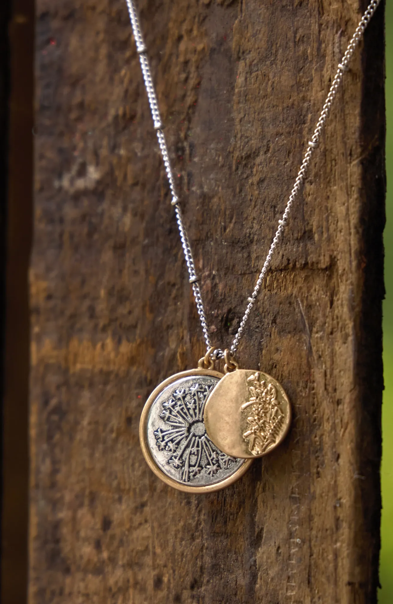 J.Jill Compassion Fund Hopeful Dandelion Necklace Silvertone/goldtone Hot