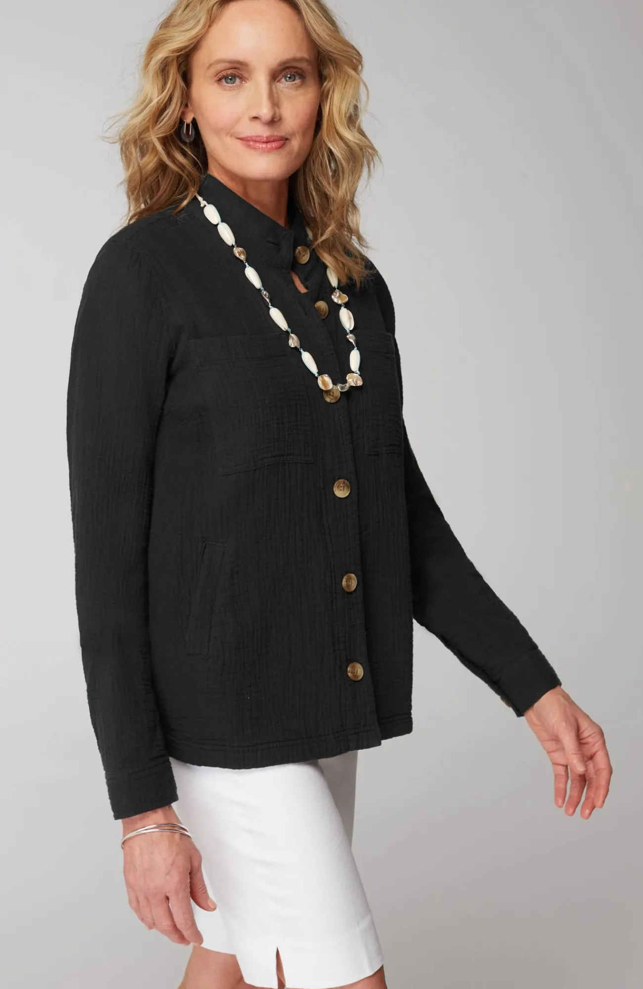 J.Jill Cotton-Gauze Button-Front Jacket Cheap