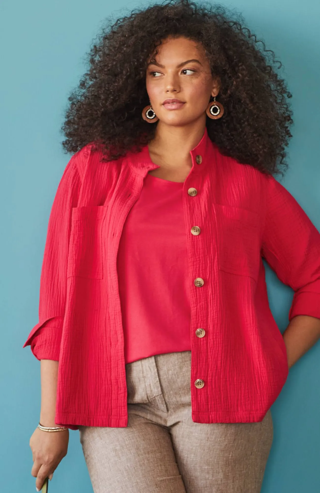 J.Jill Cotton-Gauze Button-Front Jacket Cheap