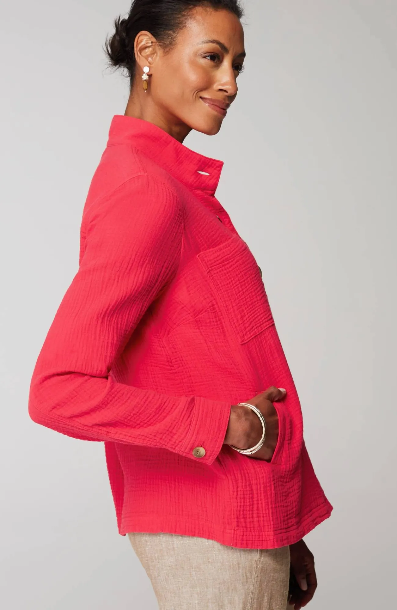 J.Jill Cotton-Gauze Button-Front Jacket Cheap