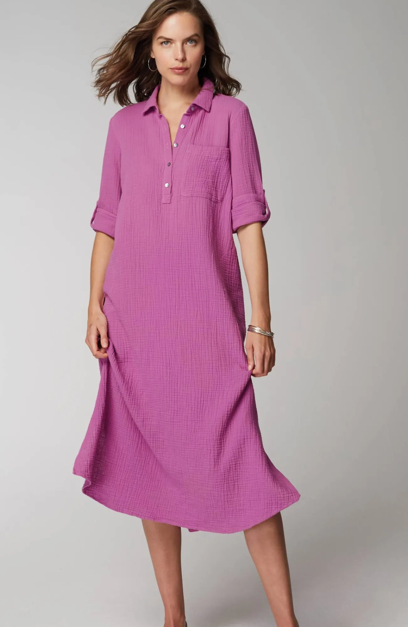 J.Jill Cotton-Gauze One-Pocket Shirtdress Discount