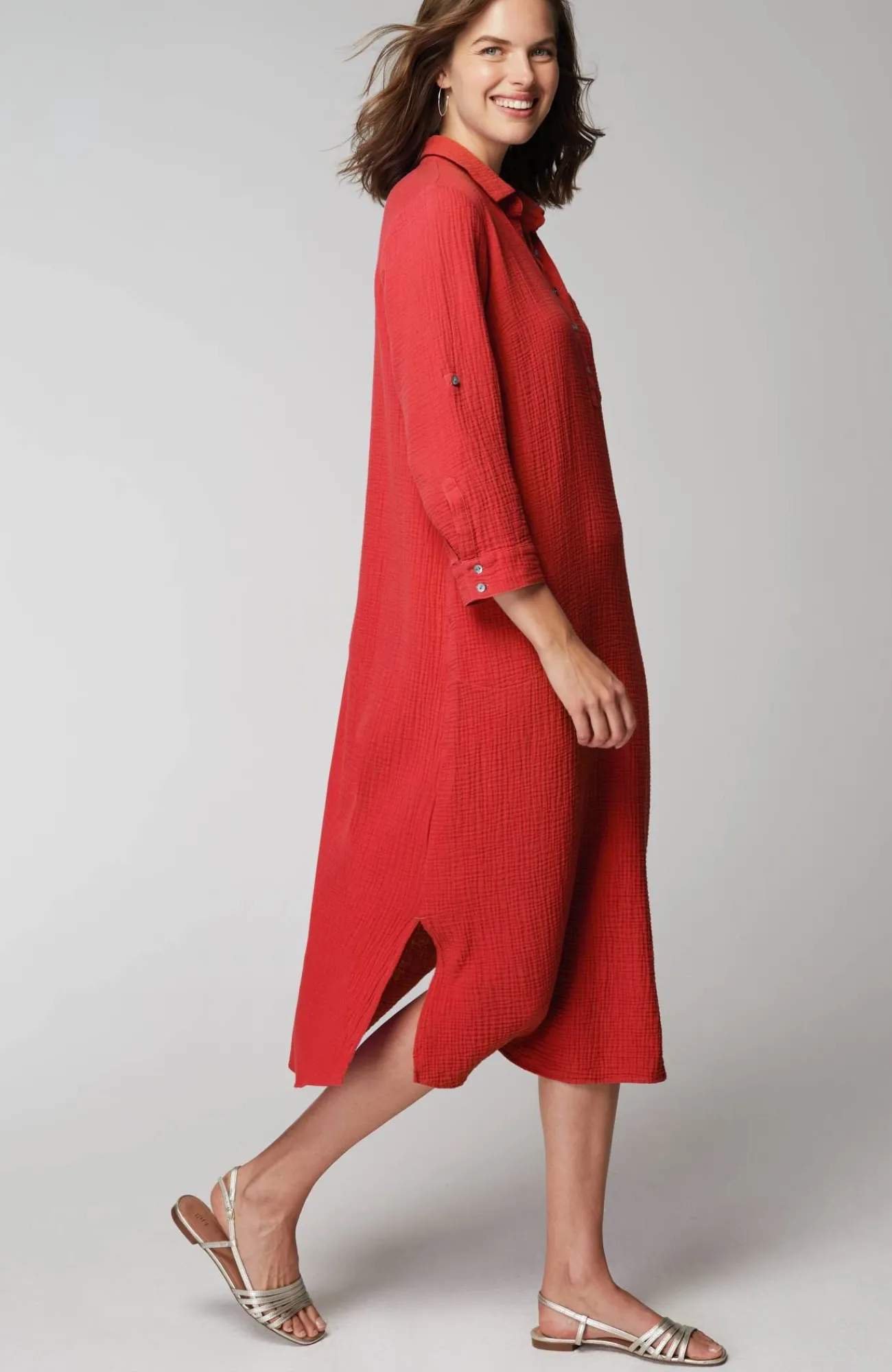 J.Jill Cotton-Gauze One-Pocket Shirtdress Discount
