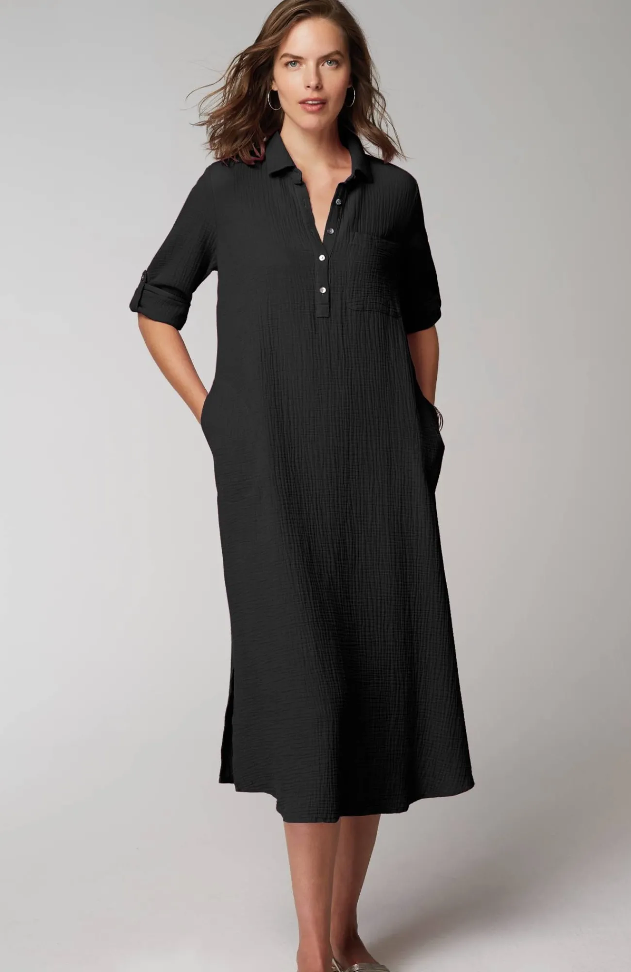 J.Jill Cotton-Gauze One-Pocket Shirtdress Discount