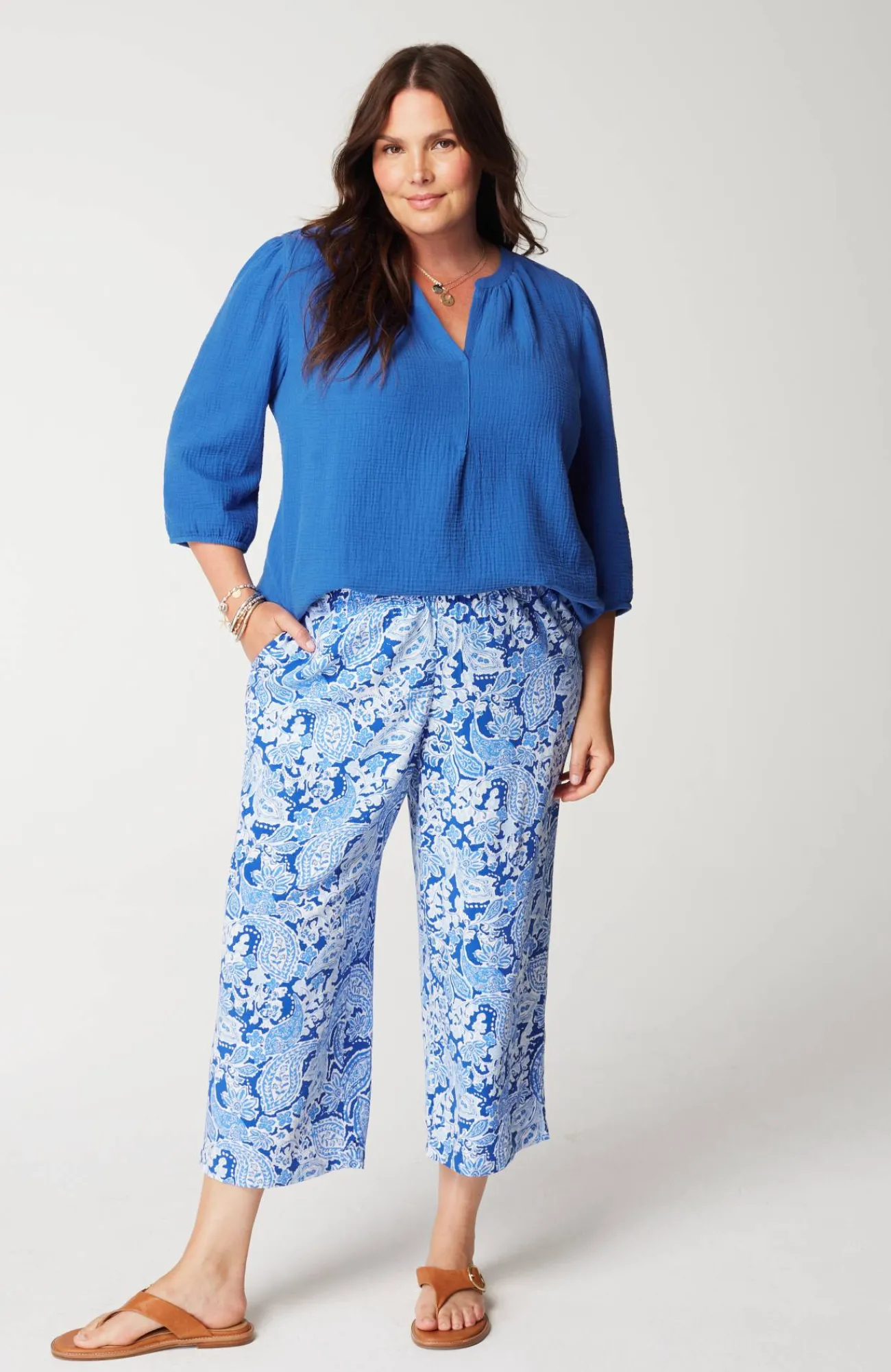J.Jill Cotton-Gauze Popover Top Cheap