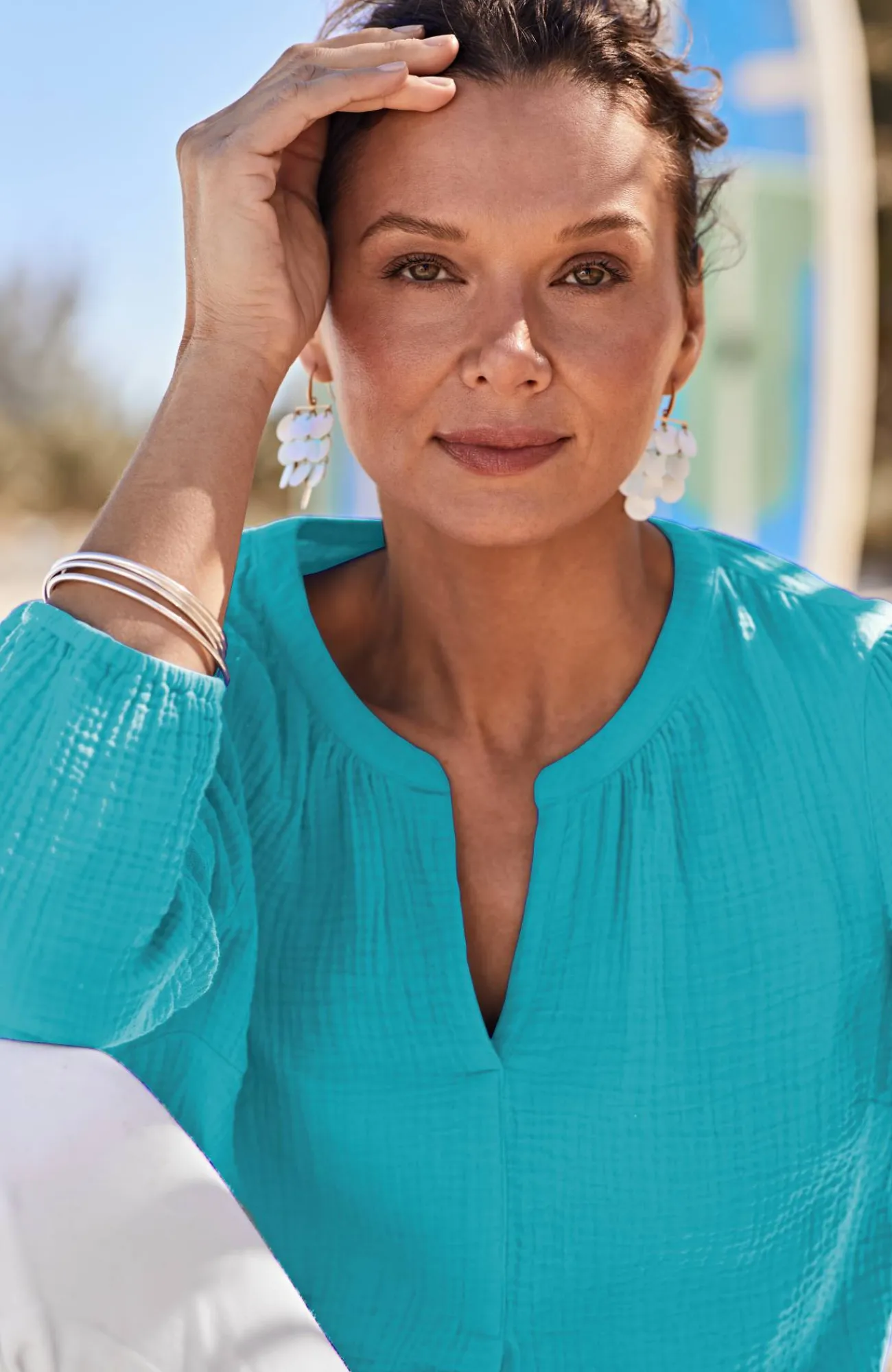 J.Jill Cotton-Gauze Popover Top Cheap