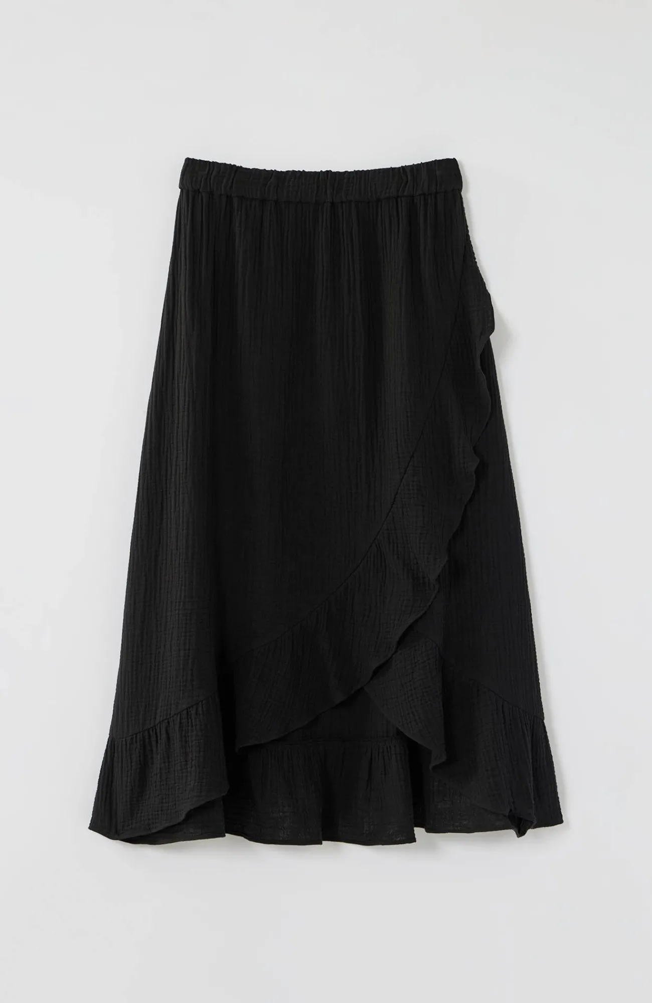 J.Jill Cotton-Gauze Ruffled Wrap Skirt Black Best Sale