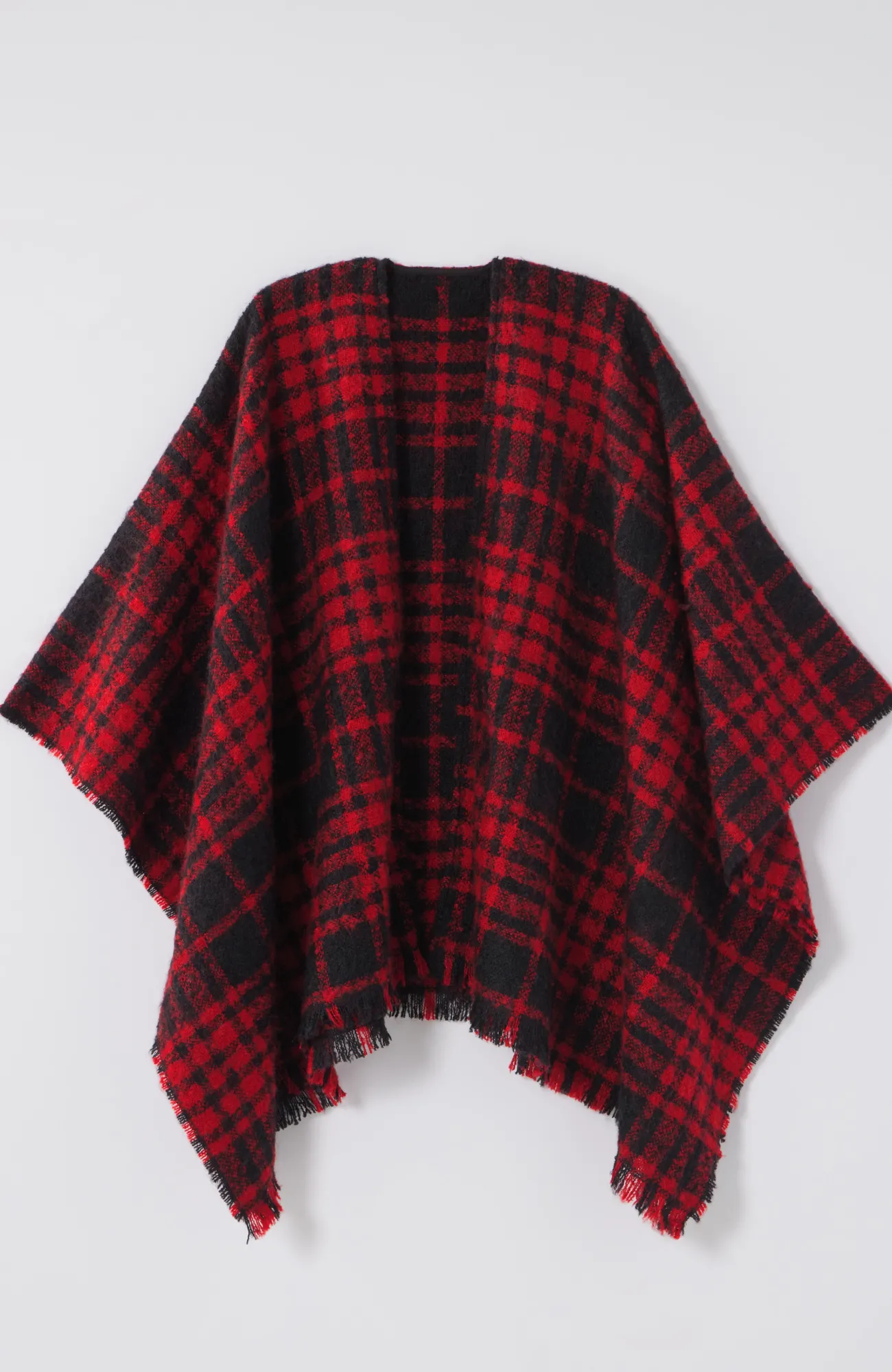 J.Jill Cozy Plaid Blanket Ruana Black/scarlet Cheap