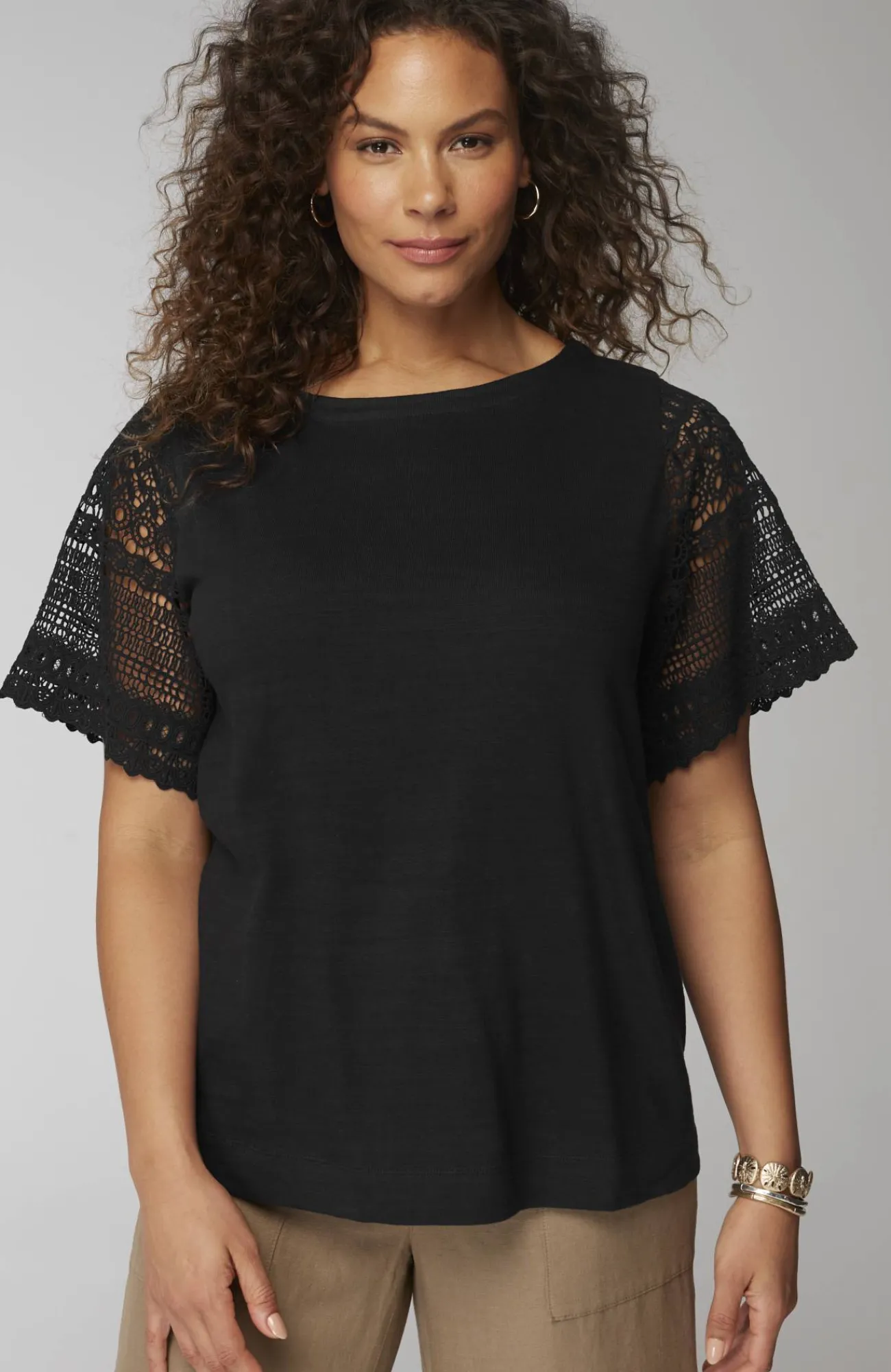 J.Jill Crochet-Sleeve Top Best