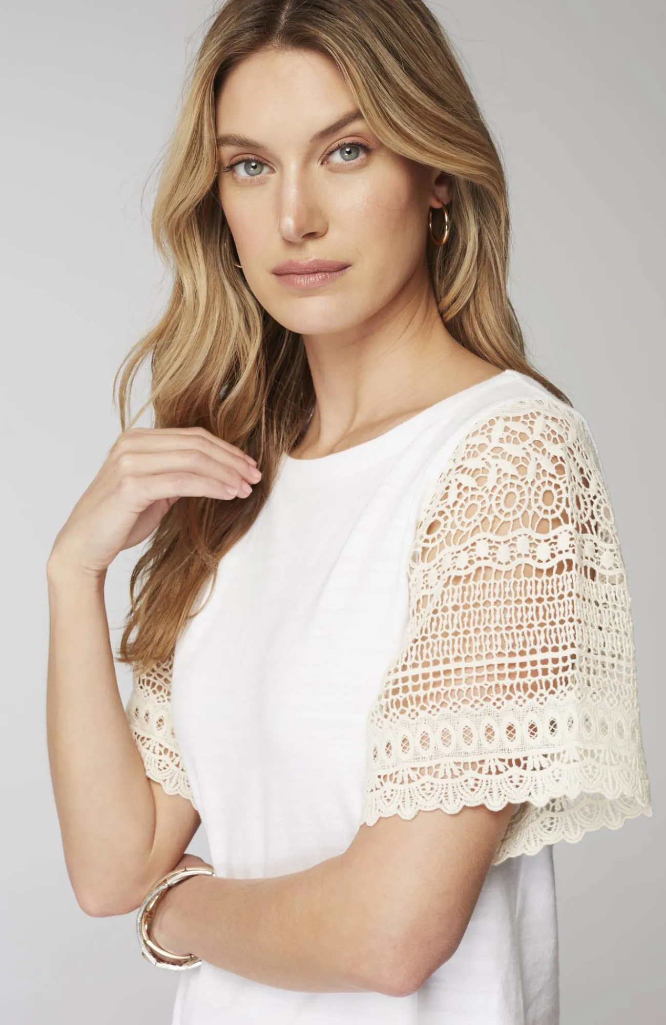 J.Jill Crochet-Sleeve Top Best