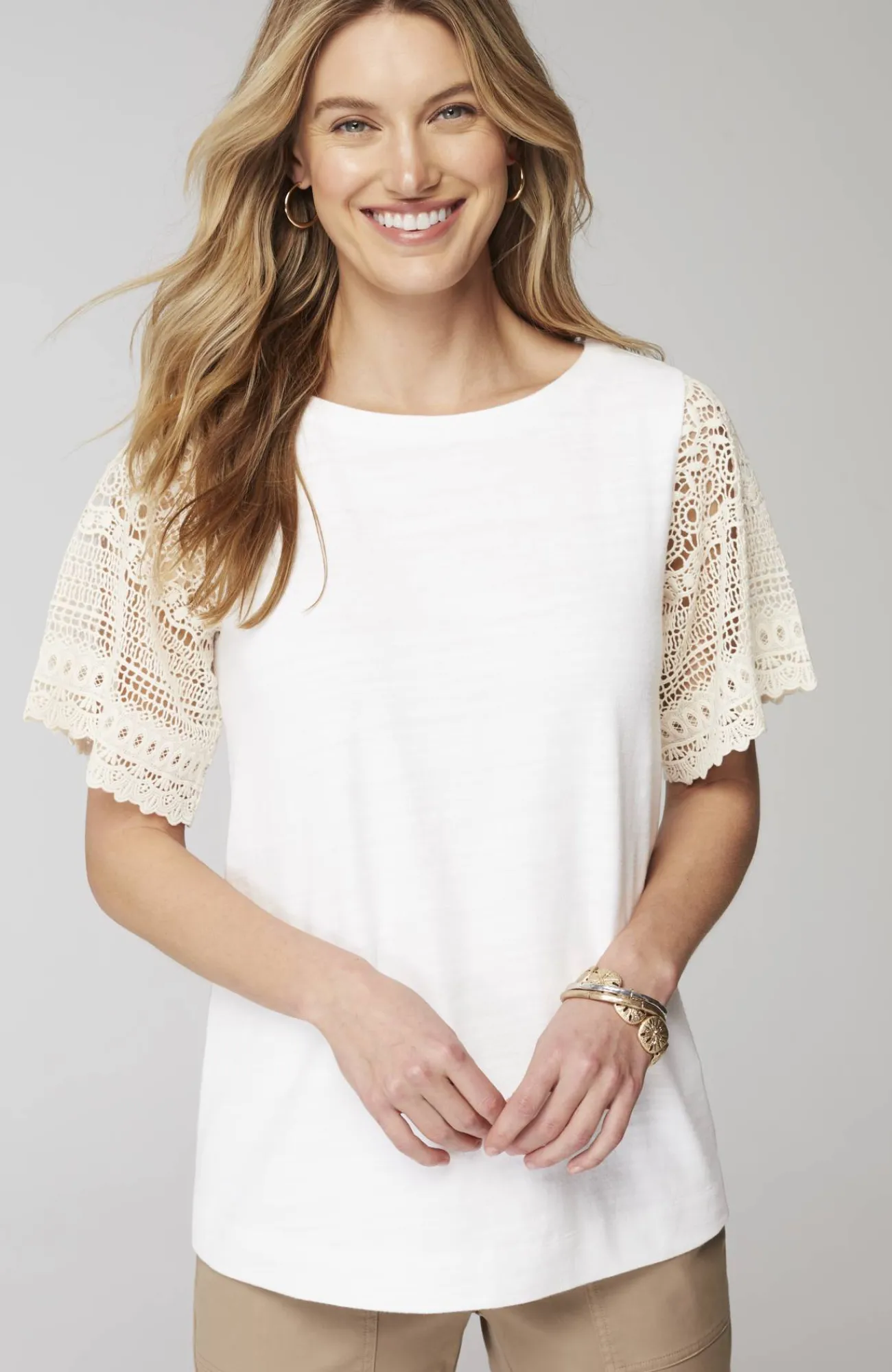 J.Jill Crochet-Sleeve Top Best