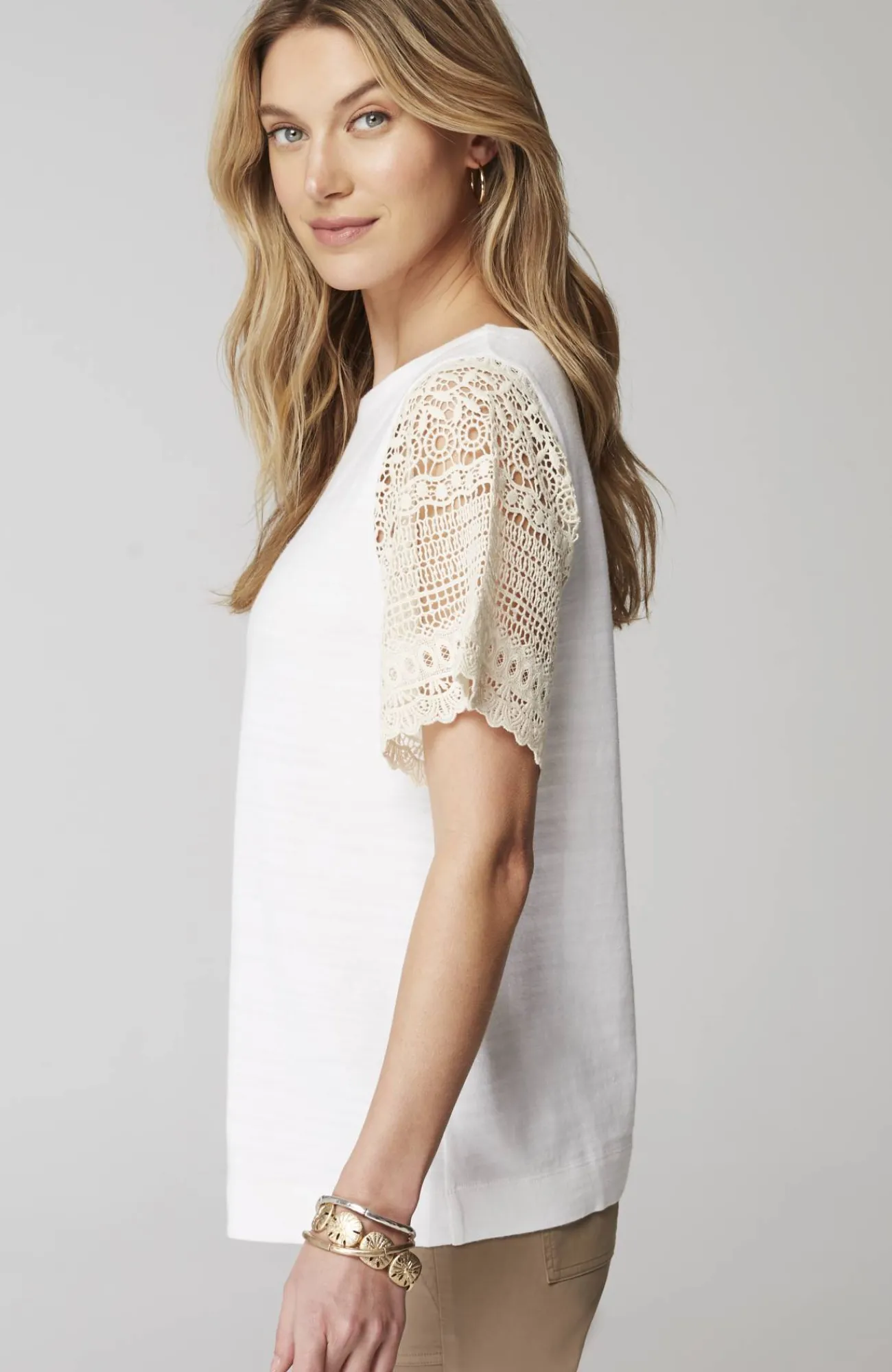J.Jill Crochet-Sleeve Top Best