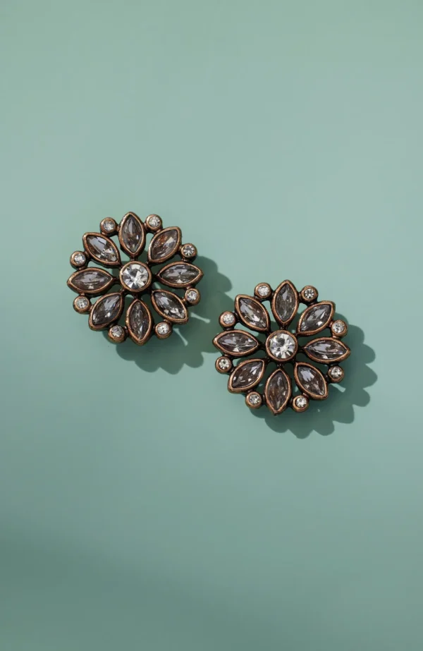 J.Jill Crystalized Flower Earrings Goldtone Hot