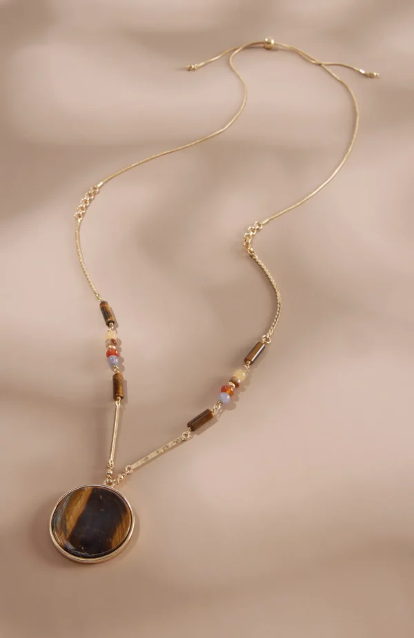 J.Jill Dare-To-Explore Tiger's-Eye Pendant Neutral Multi Sale