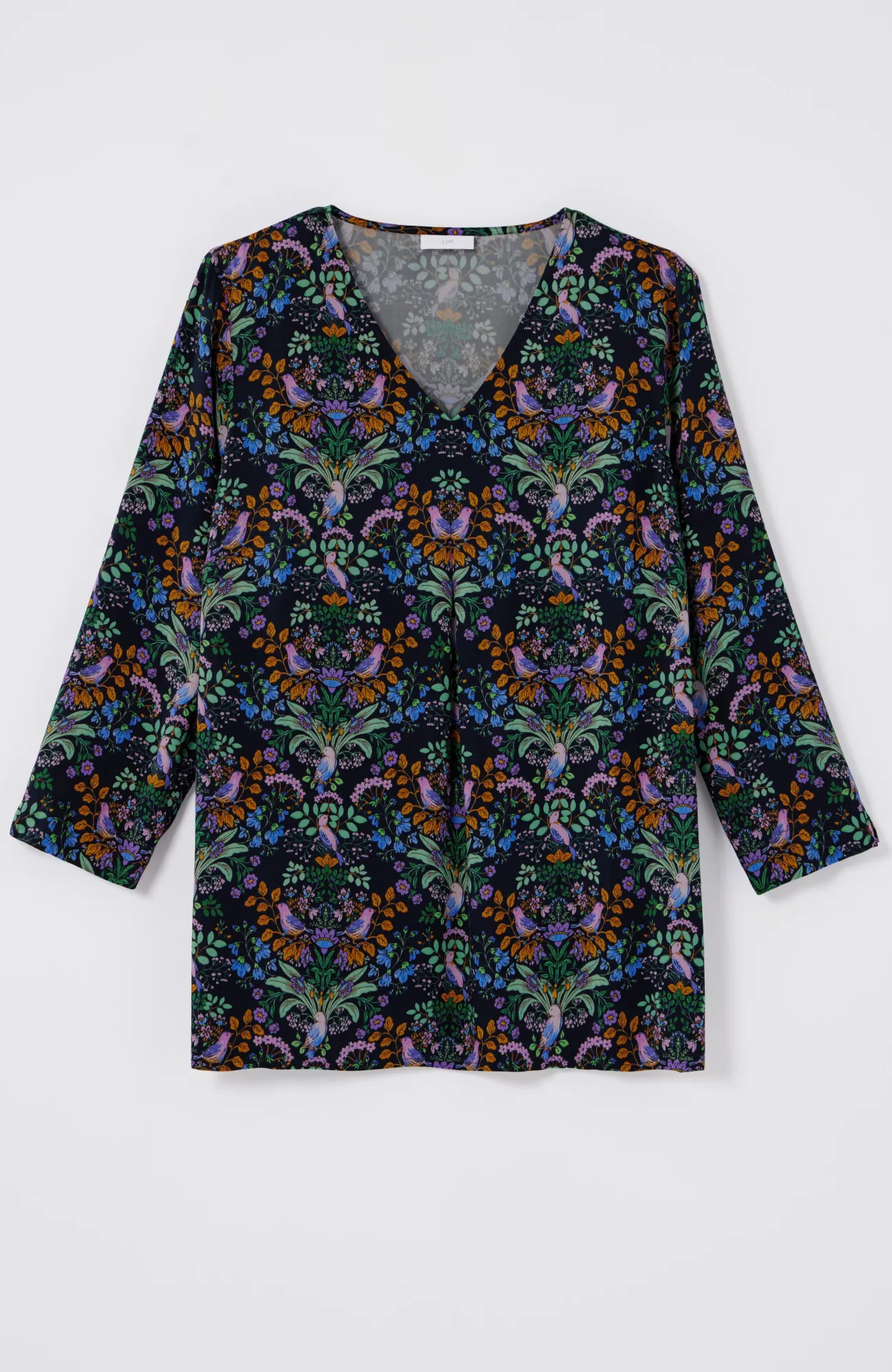 J.Jill Delightful Garden Printed Satin Top Navy Blue Delightful Garden Online
