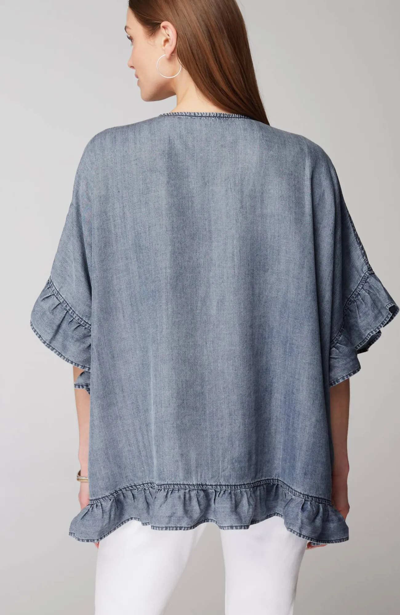 J.Jill Ruffled-Trim Ruana Denim Online