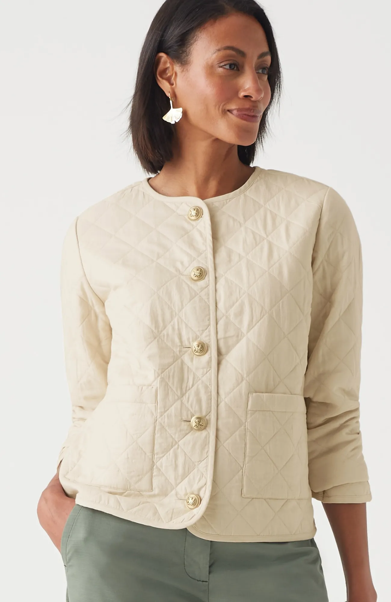 J.Jill Diamond-Quilted Curved-Hem Jacket Discount
