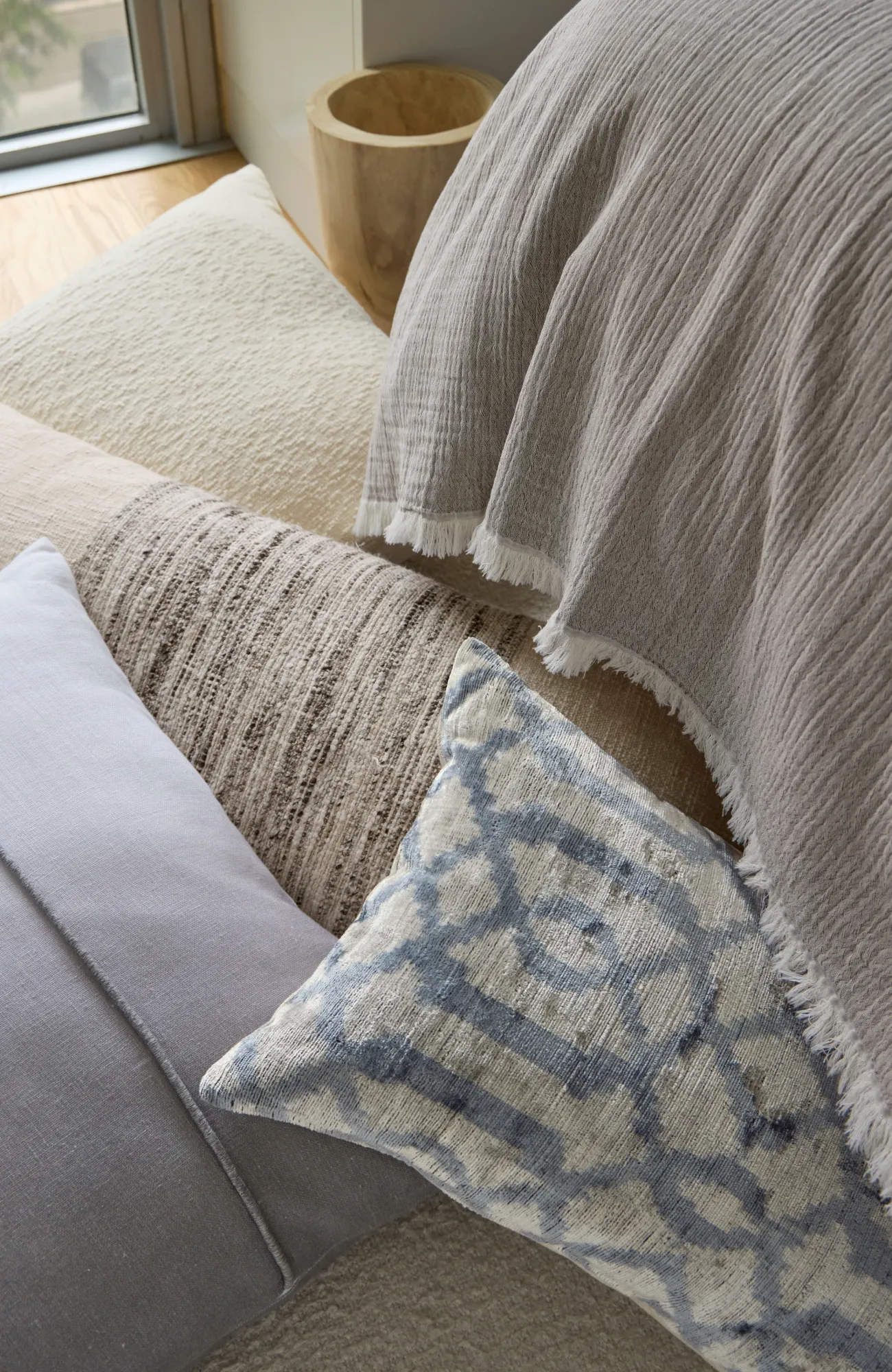 J.Jill Elements Silk Ikat Lumbar Pillow Grey/blue Multi Shop