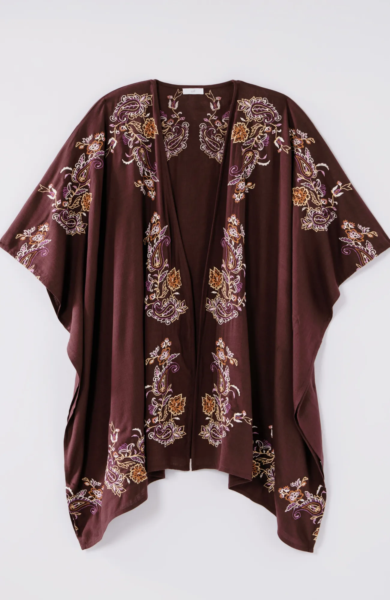 J.Jill Embroidered Paisley Ruana Spiced Wine Multi Hot