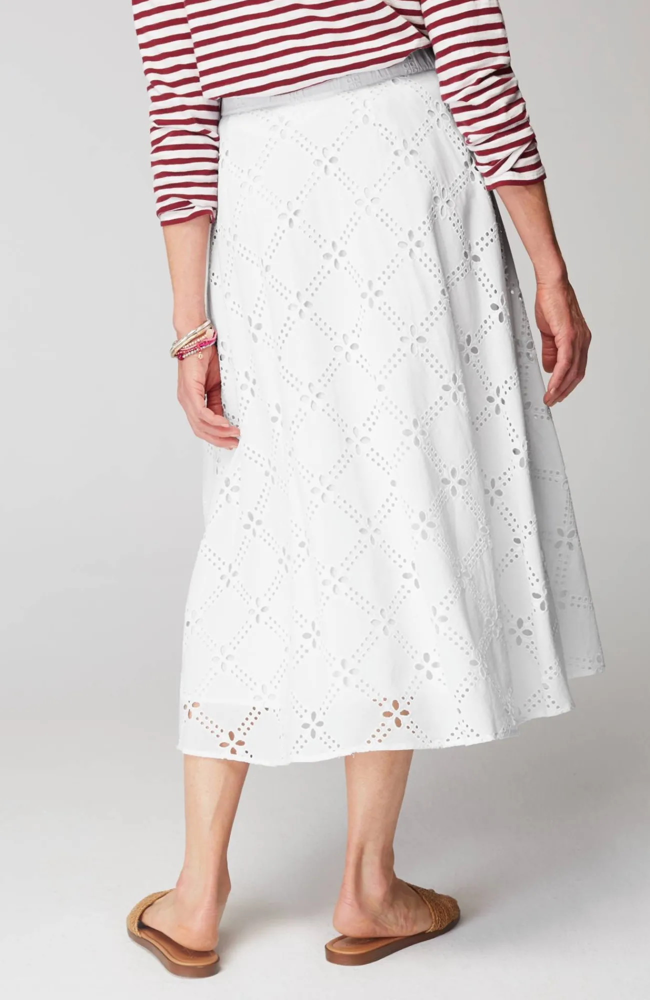 J.Jill Eyelet Midi Skirt White Outlet