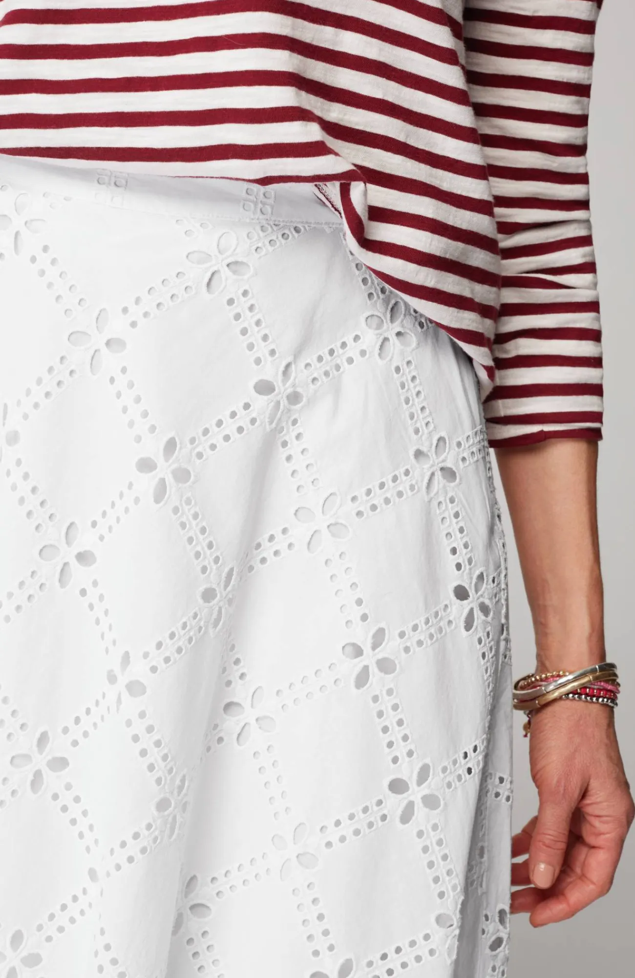 J.Jill Eyelet Midi Skirt White Outlet