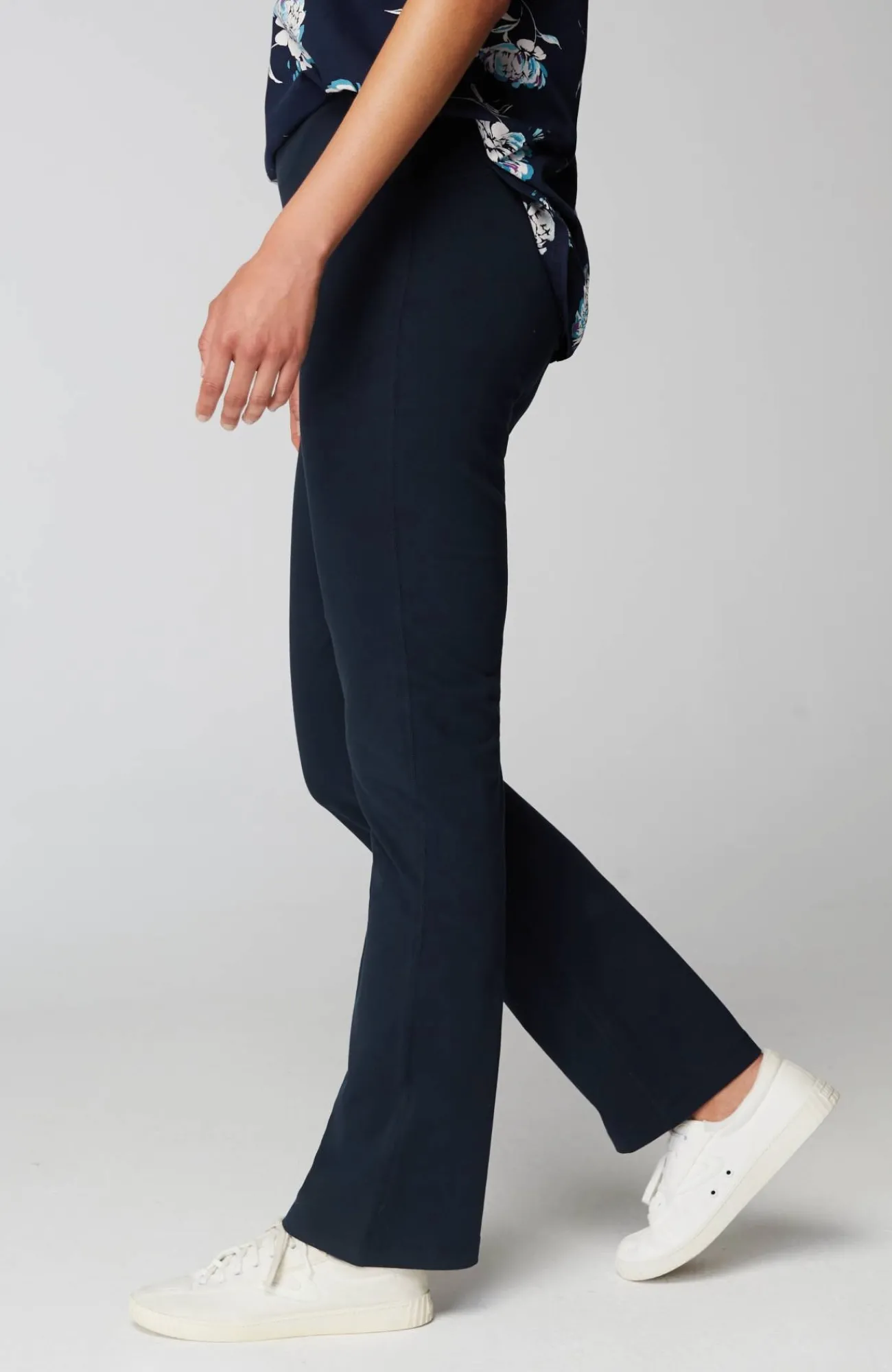 J.Jill Fit Breathe Cotton High-Rise Boot-Cut Pants Navy Blue Shop