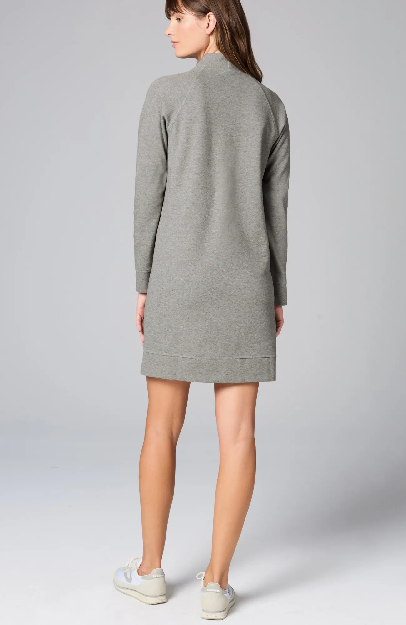 J.Jill Fit Double-Knit Zipped-Collar Dress Dark Grey Heather Best