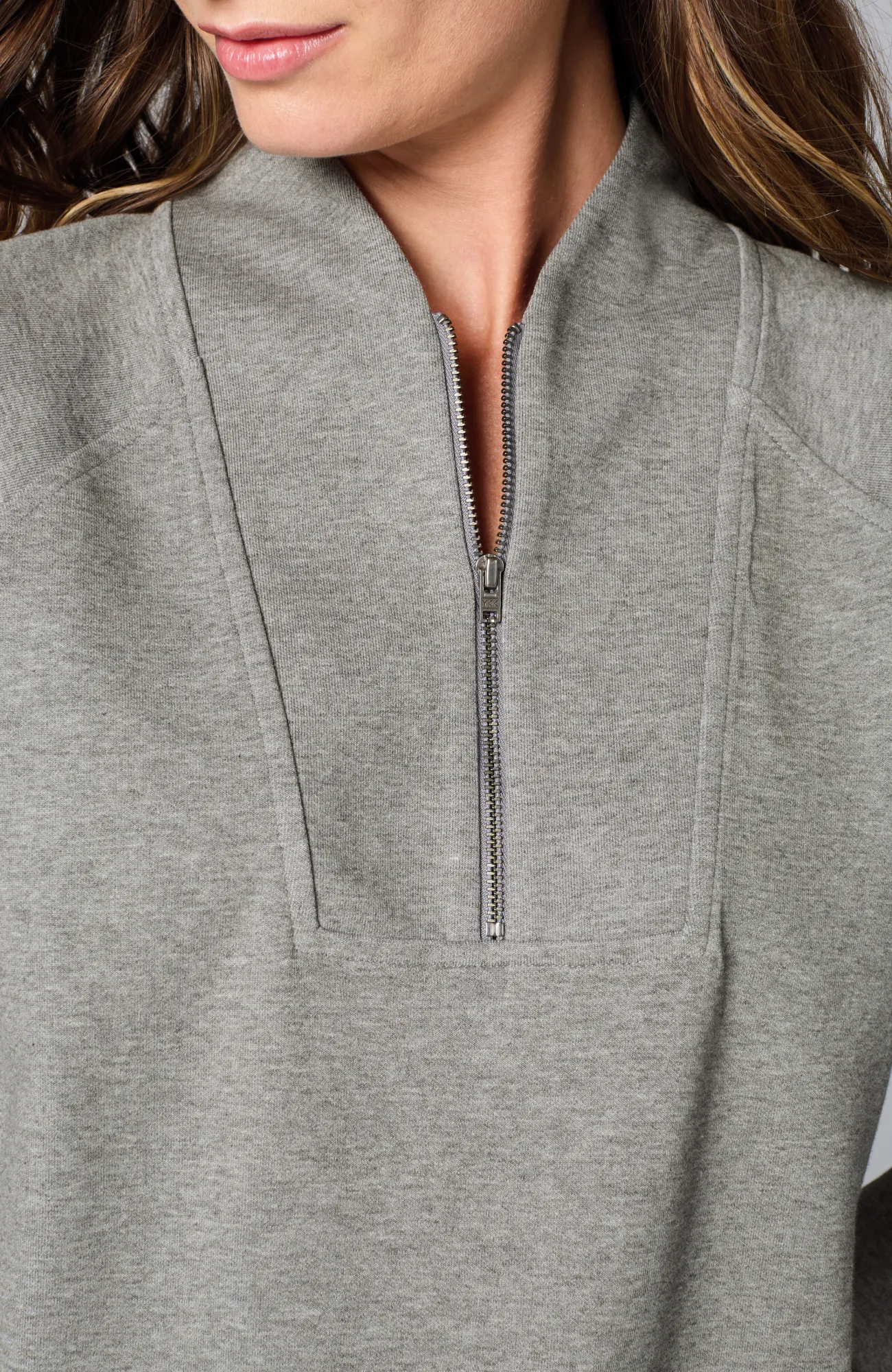 J.Jill Fit Double-Knit Zipped-Collar Dress Dark Grey Heather Best