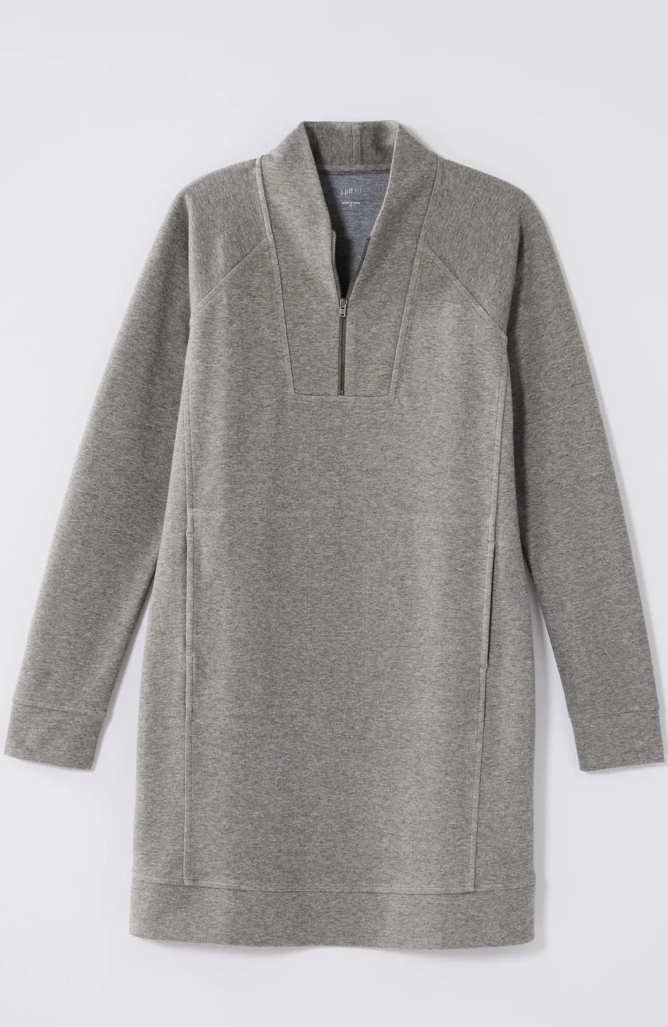 J.Jill Fit Double-Knit Zipped-Collar Dress Dark Grey Heather Best