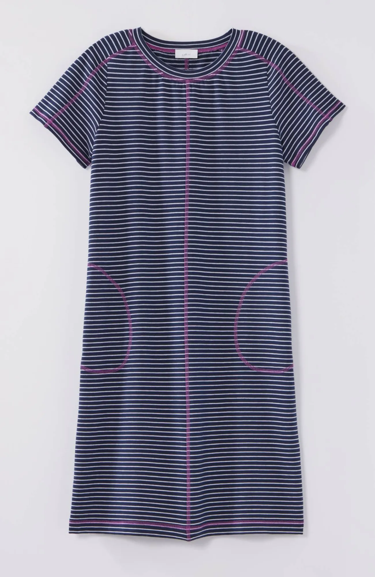 J.Jill Fit Elevate Terry Contrasting-Stitch Dress Navy Blue/white Store