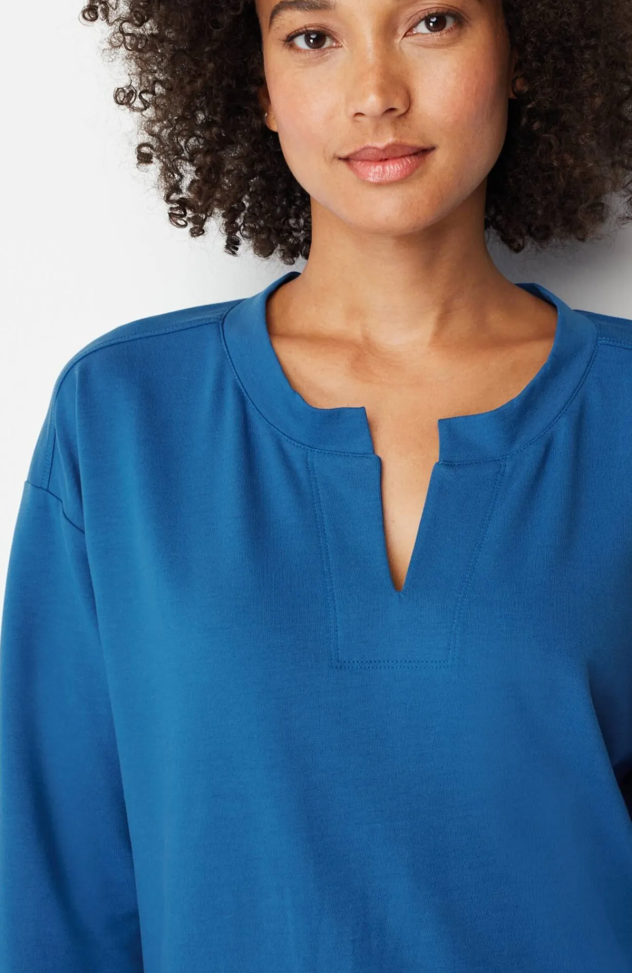 J.Jill Fit Elevate Terry Split-Neck Sweatshirt Hot