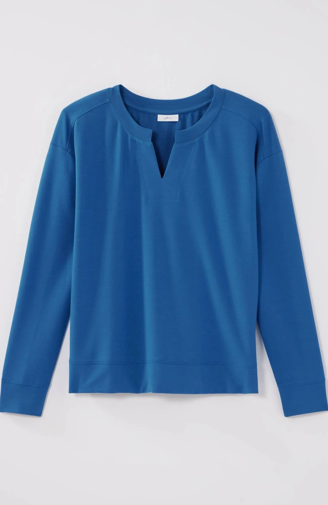 J.Jill Fit Elevate Terry Split-Neck Sweatshirt Hot