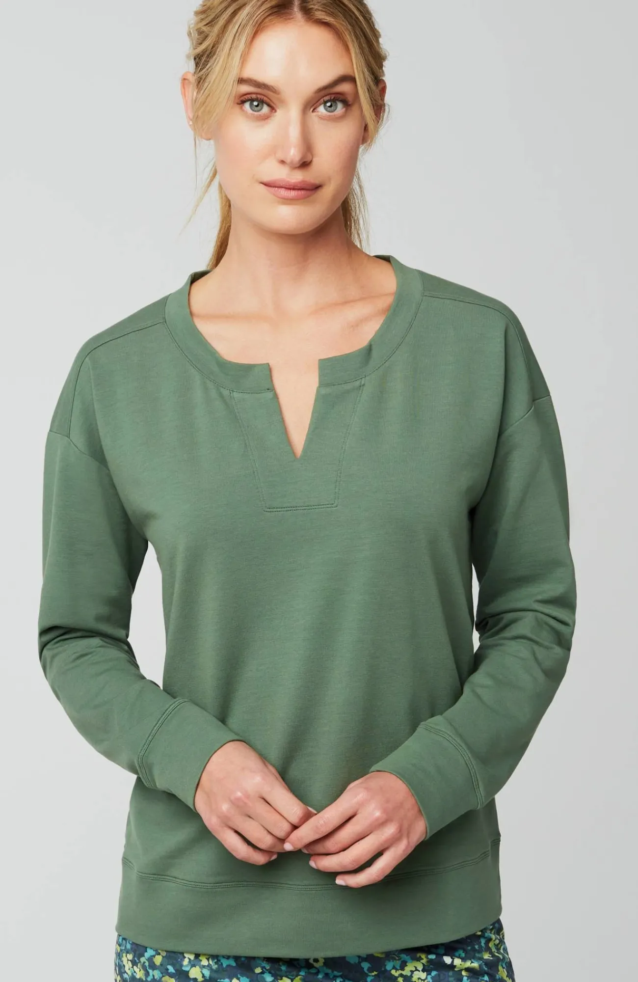 J.Jill Fit Elevate Terry Split-Neck Sweatshirt Hot