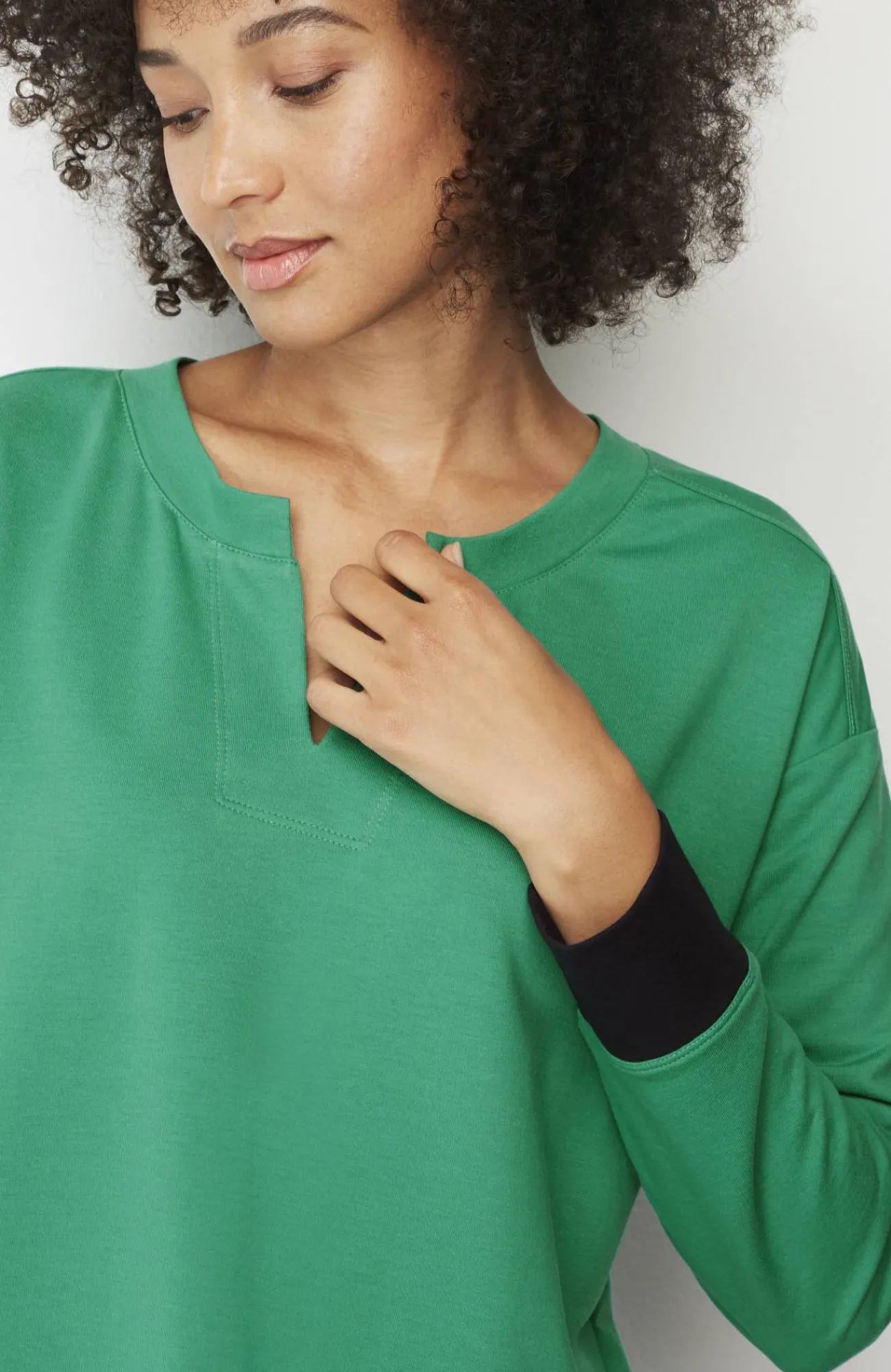 J.Jill Fit Elevate Terry Split-Neck Sweatshirt Hot