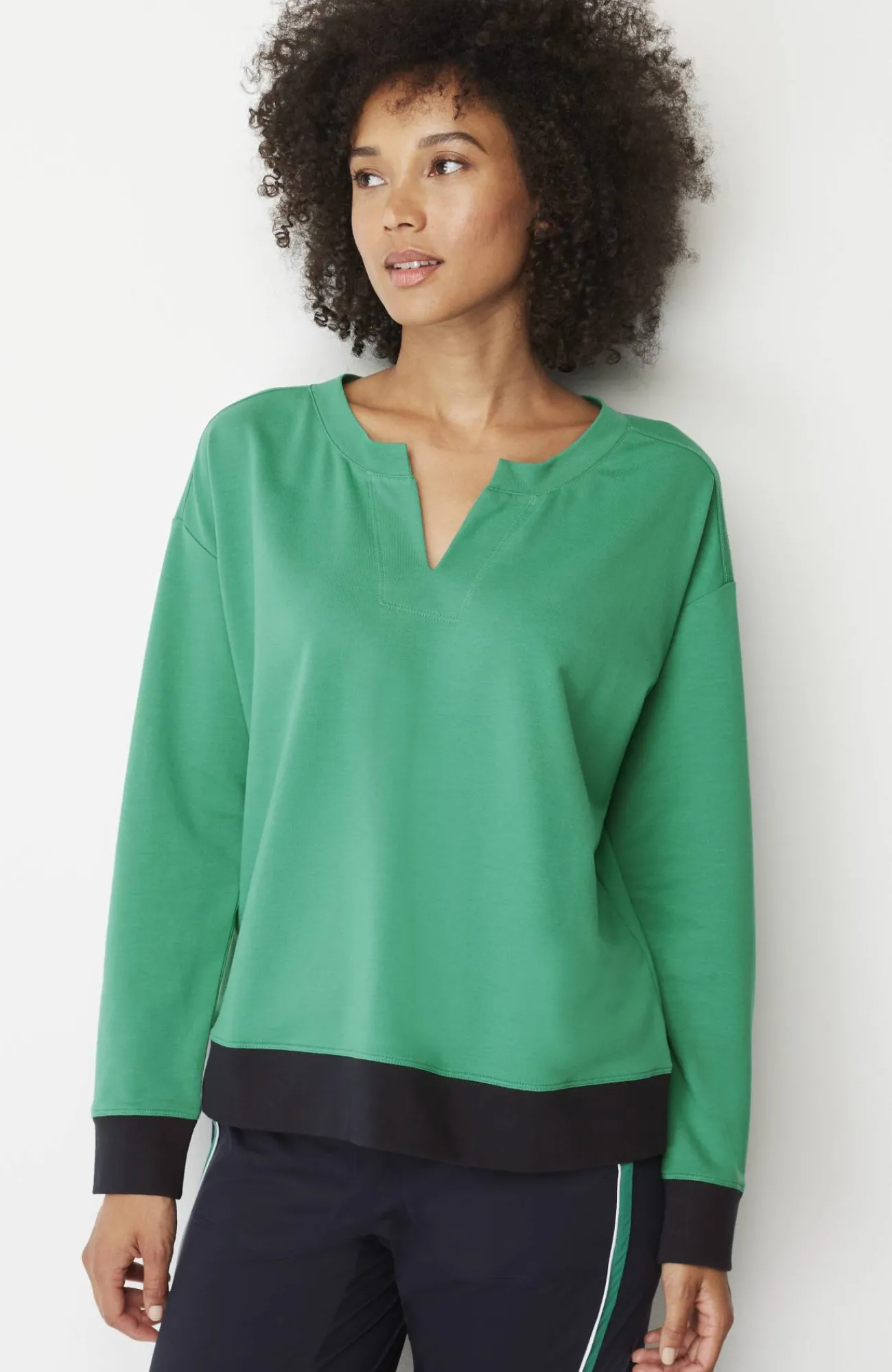 J.Jill Fit Elevate Terry Split-Neck Sweatshirt Hot
