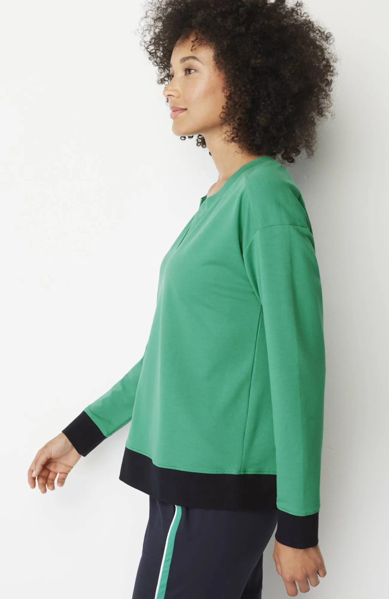 J.Jill Fit Elevate Terry Split-Neck Sweatshirt Hot