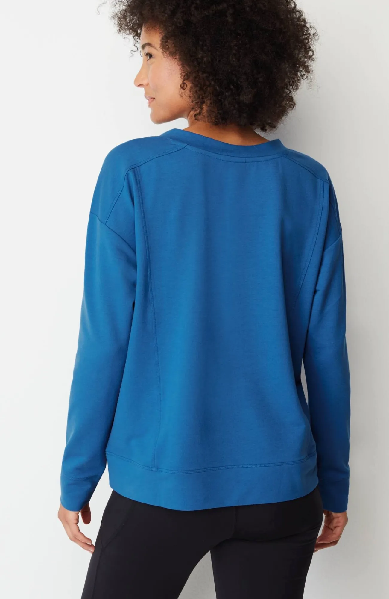 J.Jill Fit Elevate Terry Split-Neck Sweatshirt Hot